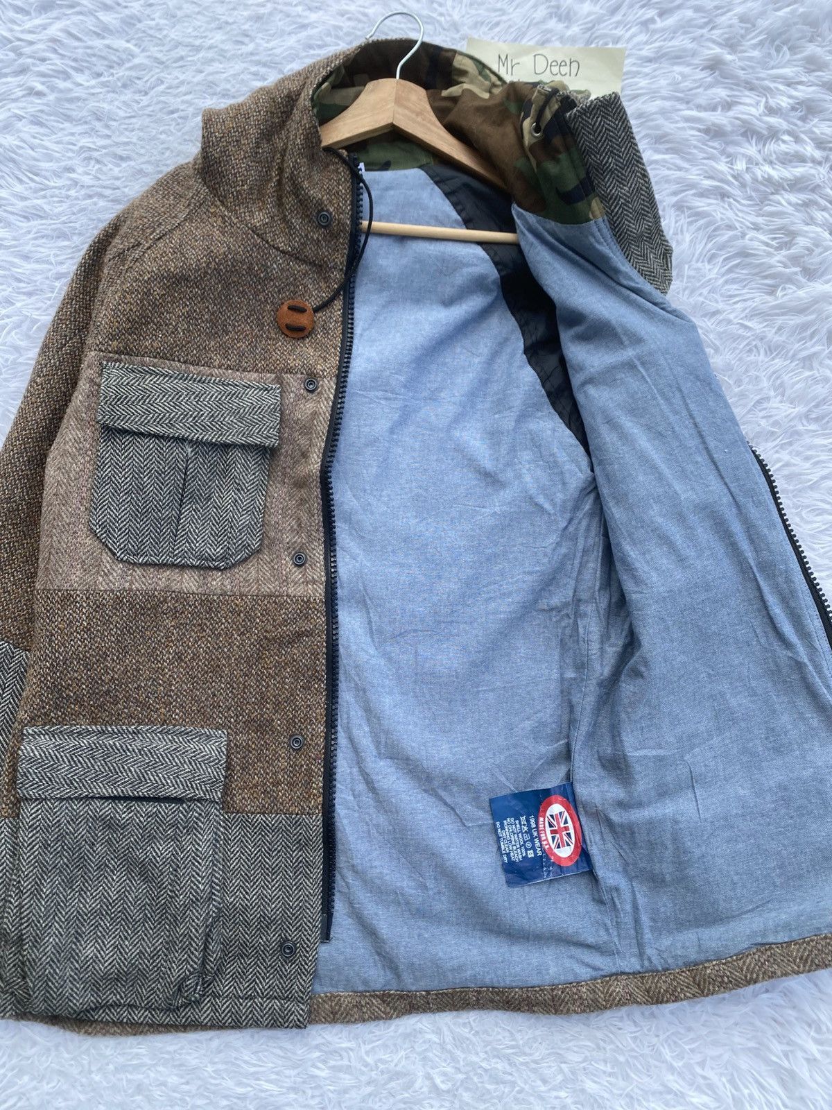 Harris Tweed Rare 1998 Vintage Harris Tweed multitone wool hoodie jacket Size US M / EU 48-50 / 2 - 13 Thumbnail