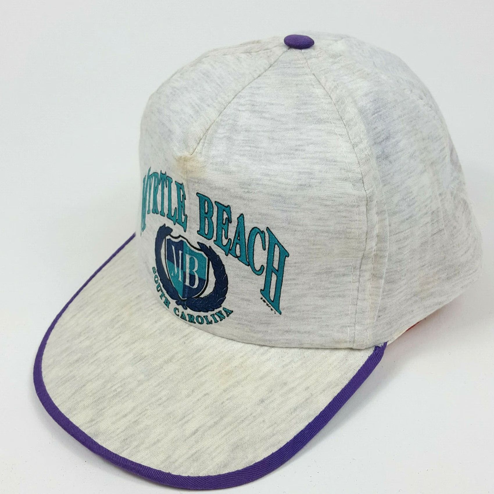 Logo 7 VINTAGE Myrtle Beach SC Heath Gray Crest Logo Snapback Trucker Hat Cap Adjustable Men Hat Birthday Gift 80s 90s Aloha Travel Beach Logo Retro Size ONE SIZE - 4 Thumbnail
