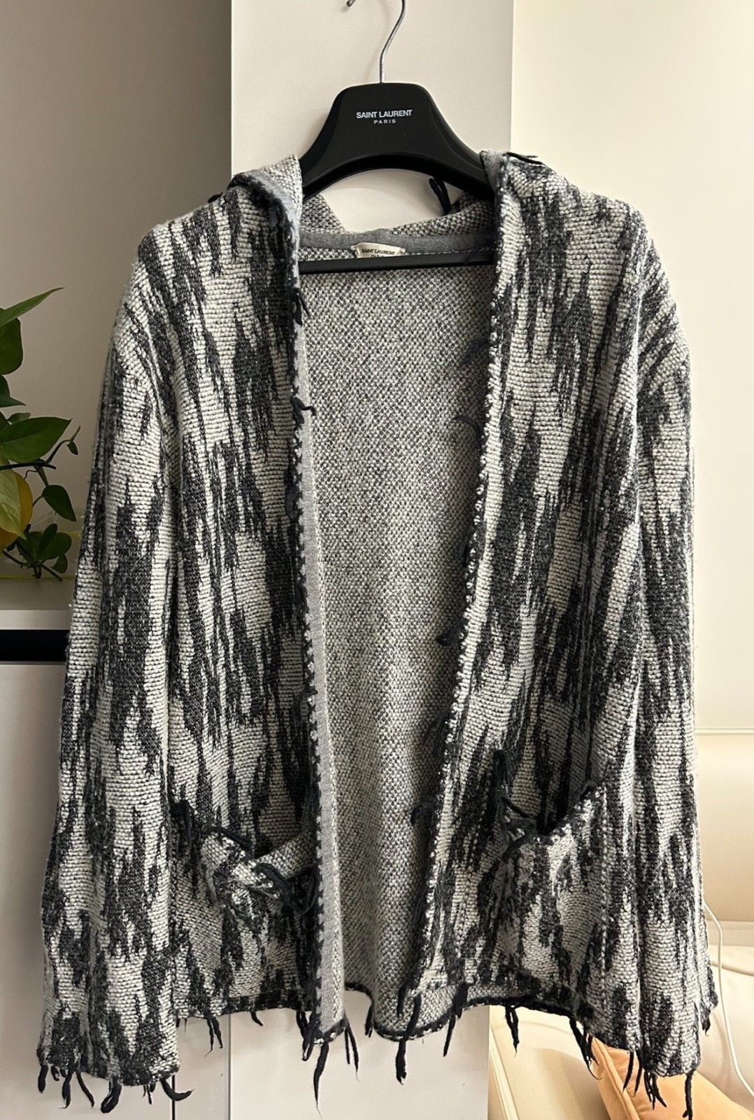 Saint Laurent Paris Saint Laurent YSL 2017SS Beige Linen Wool Hooded Cardigan Size US S / EU 44-46 / 1 - 1 Thumbnail