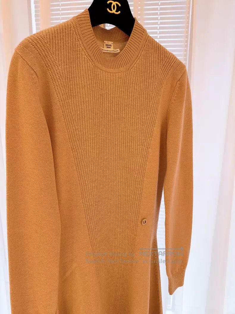 Hermes Hermes Nude Pink Cashmere Knit Dress Size XXS / US 00 / IT 34 - 2 Thumbnail