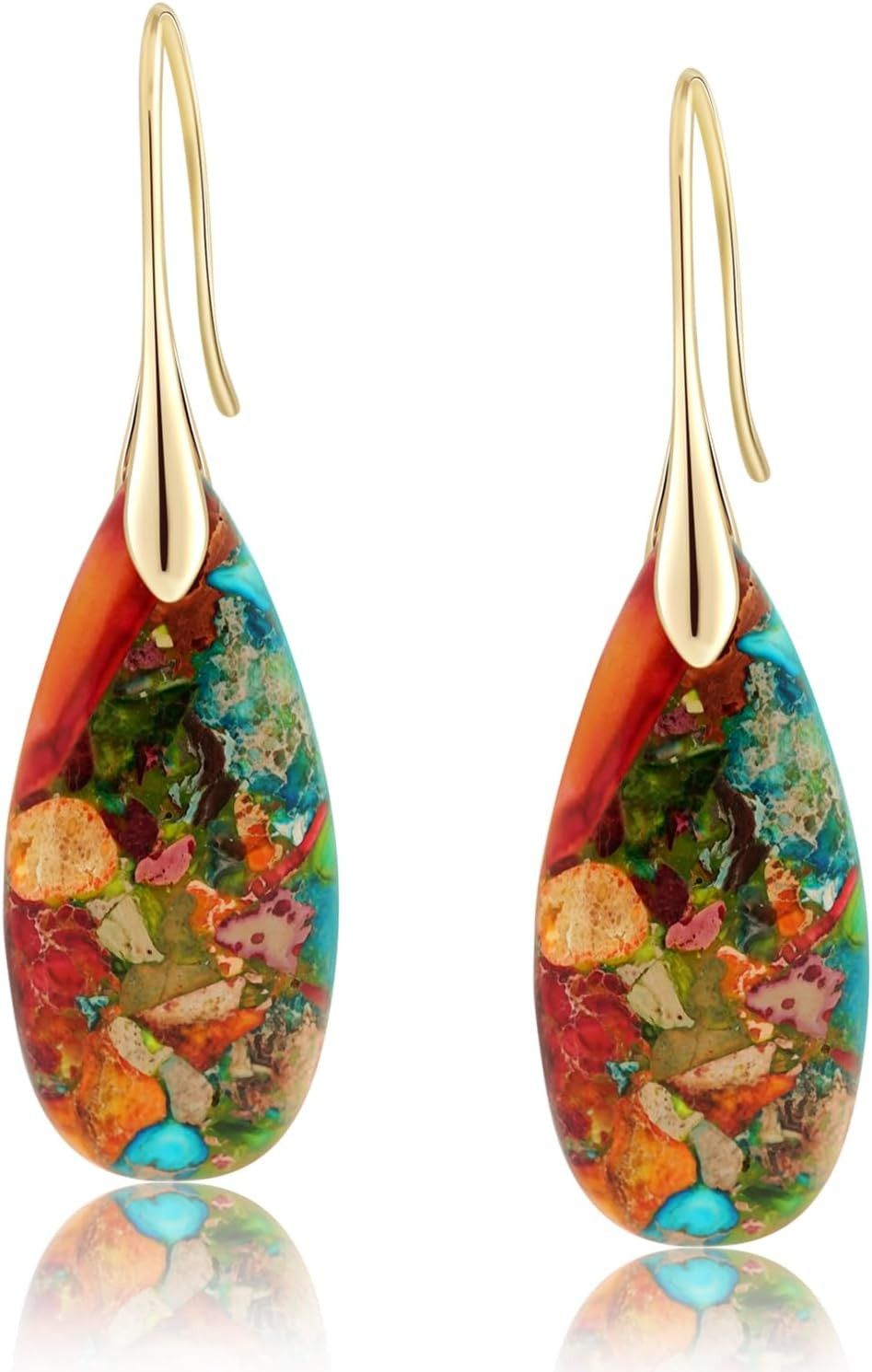 Other Natural Healing Stone Fishhoop Dangle Drop Earrings Size ONE SIZE - 1 Thumbnail