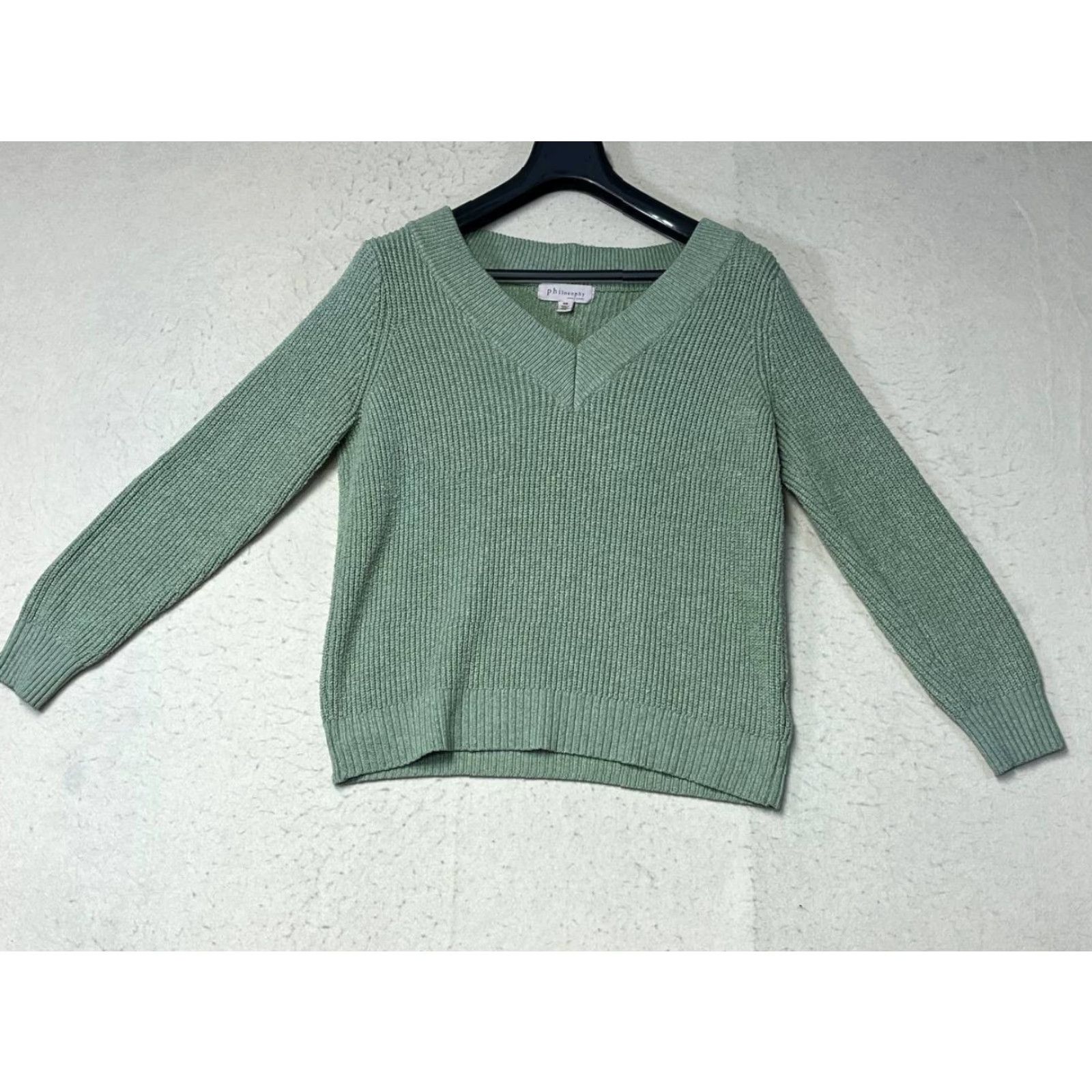 Vintage Philosophy Republic Clothing Sweater Women V-Neck Green M Pullover) Size M / US 6-8 / IT 42-44 - 2 Thumbnail
