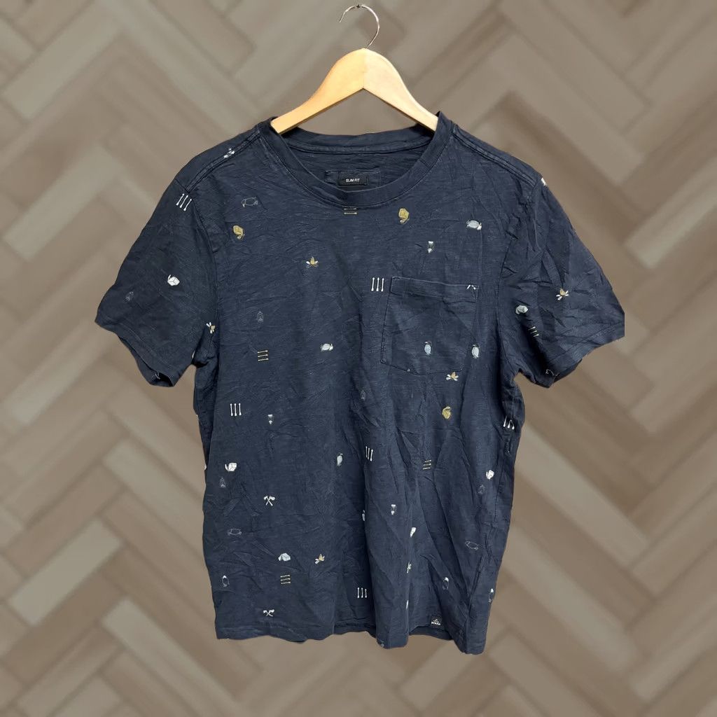 Prana Mens prAna Pocket T Shirt Crewneck Slim Fit Blue Camping Print Campfire Tent M Size US M / EU 48-50 / 2 - 1 Thumbnail