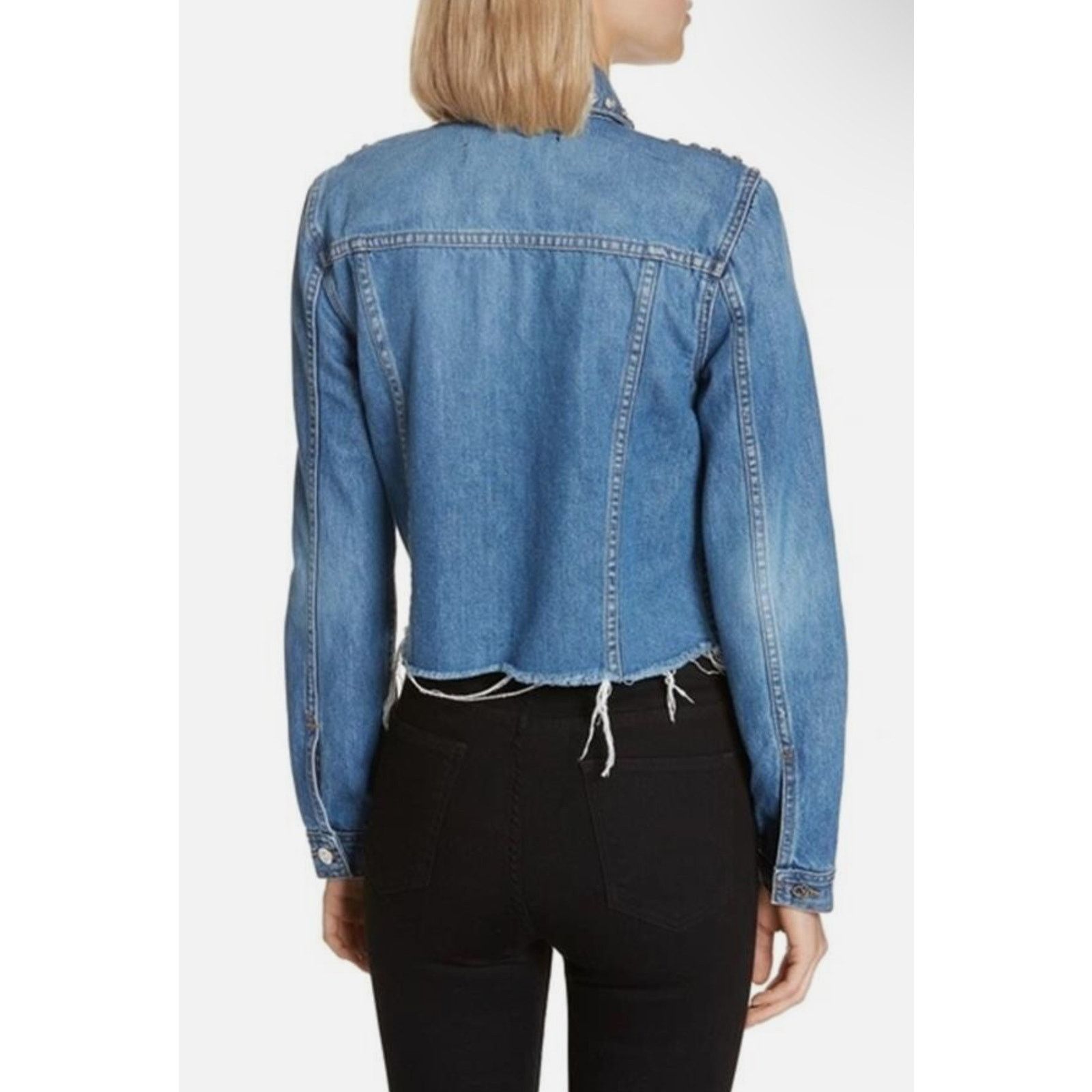 Veronica Beard ❣️RTP $500❣️ Veronica Beard Denim Rhinestones Jeans Jacket Size XS / US 0-2 / IT 36-38 - 6 Thumbnail