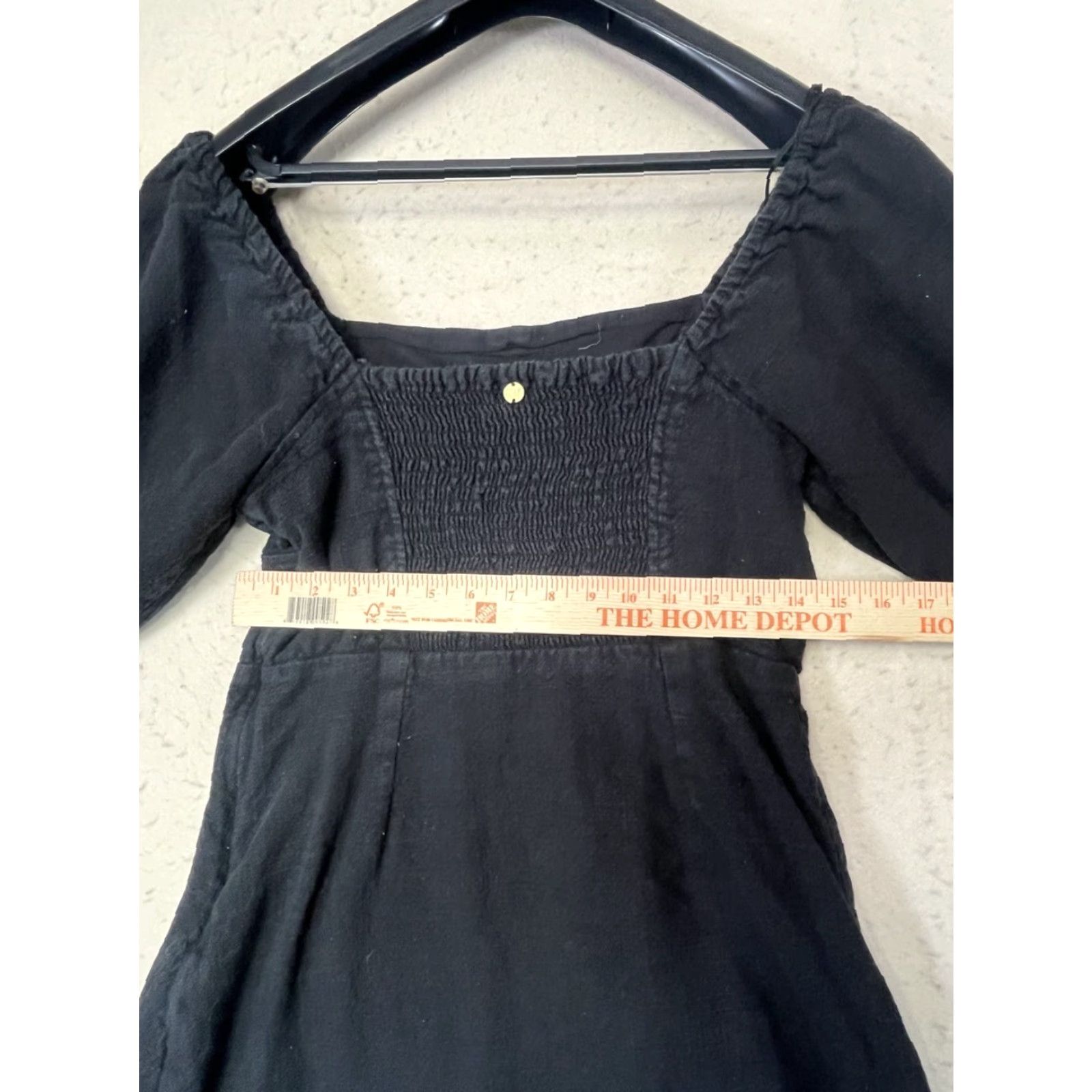 Billabong Billabong Mini Dress Marine Square Neck Puff Sleeve Button Front Black 12 Women Regular Short Cotton Blend Casual Spring Summer Size XL / US 12-14 / IT 48-50 - 3 Thumbnail