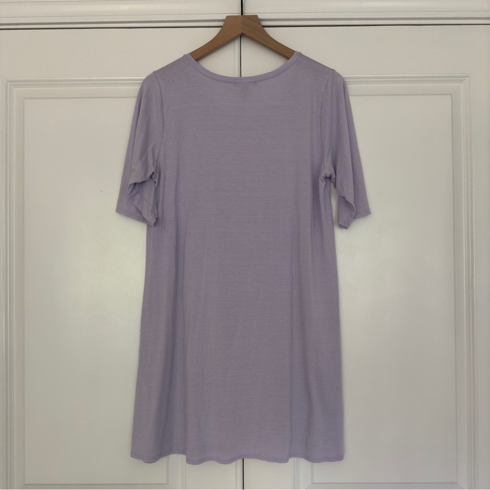 Eileen Fisher Eileen Fisher Lavender short sleeve mini shift dress solid M Size M / US 6-8 / IT 42-44 - 2 Thumbnail