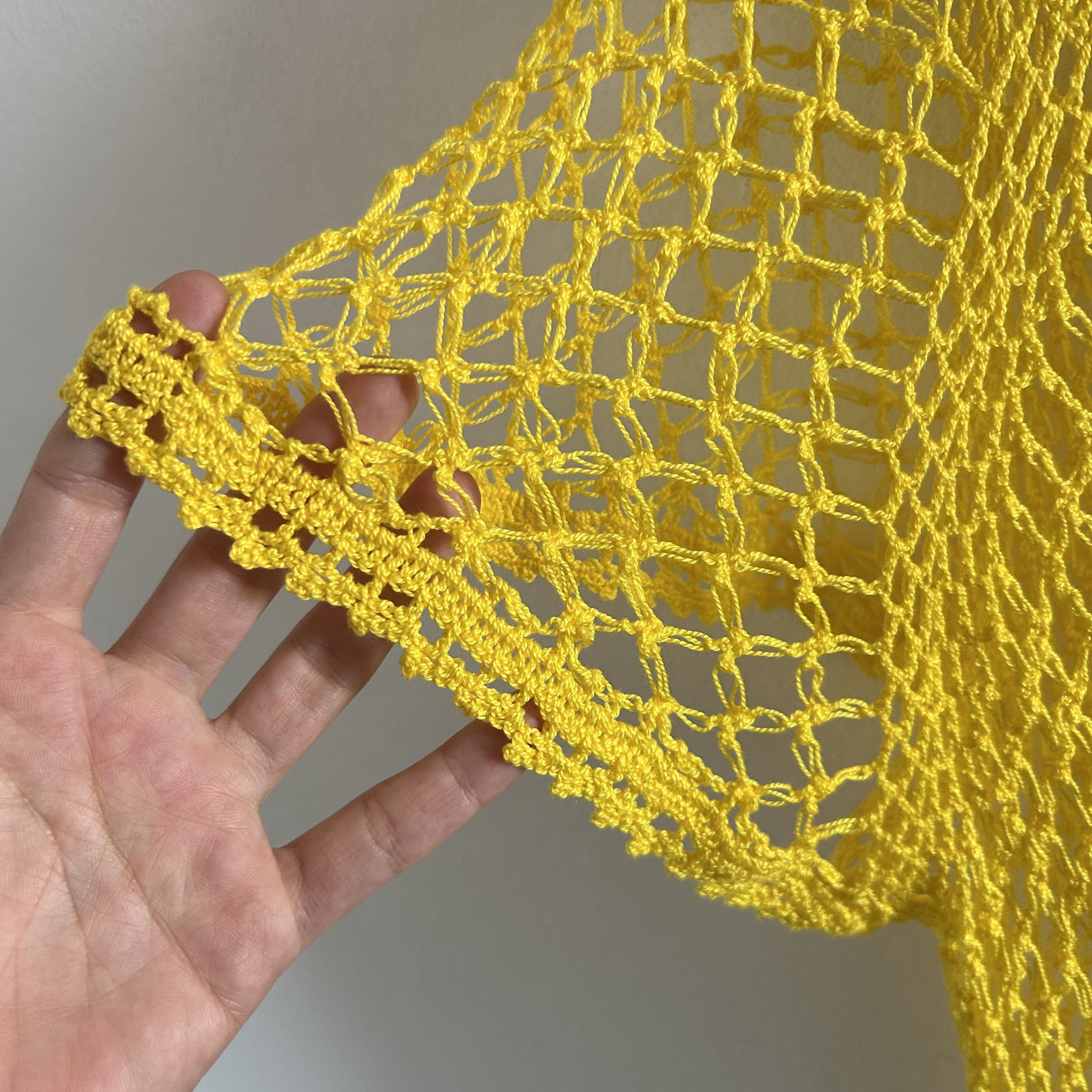 Vintage Vintage Y2K Does 70s Yellow Crochet Beach Cover Up Size S / US 4 / IT 40 - 11 Thumbnail