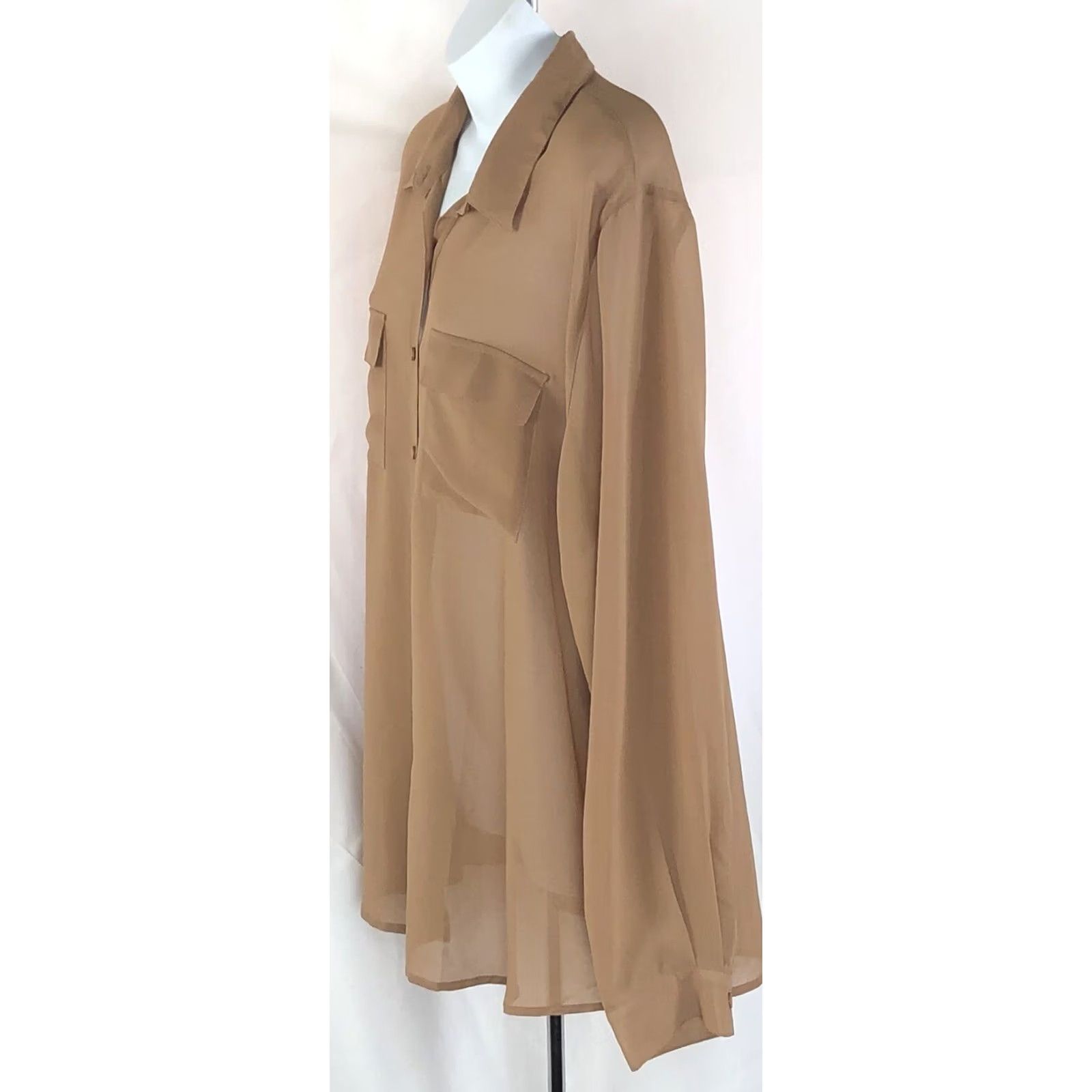 Joe Browns VINTAGE Browns Chiffon Top Blouse 3X Brown Secretary Work Shirt Womens Ball distribution? Size XXL / US 16-18 / IT 52-54 - 2 Thumbnail