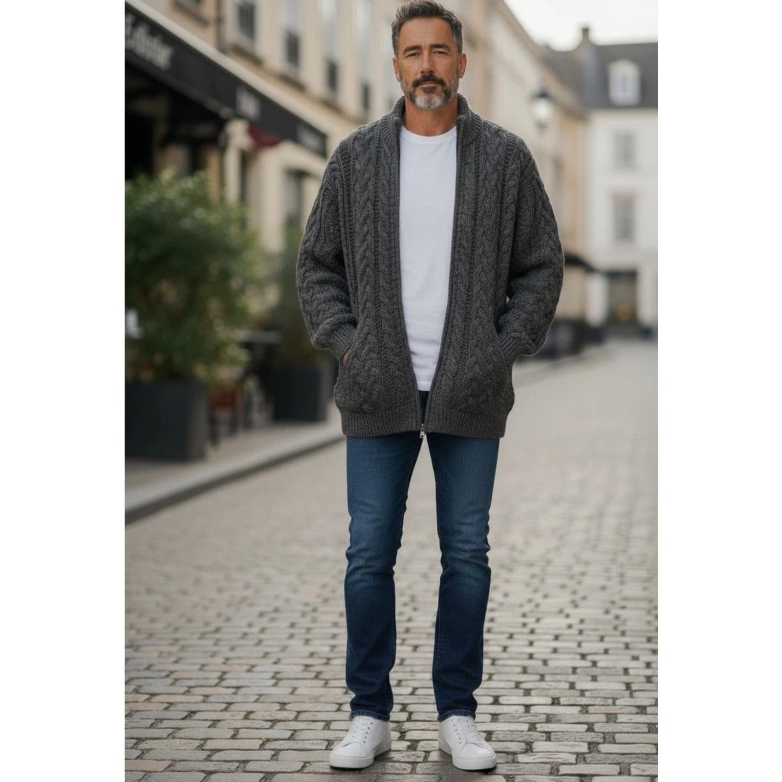 Other Blarney Woollen Mills Aran Cardigan Charcoal Wool Ireland L Size US L / EU 52-54 / 3 - 1 Thumbnail