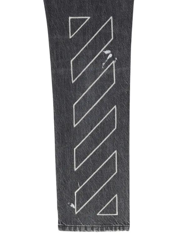 Off-White o1gr1nt0125 Diag Outline Paint Skinny Jeans in Vintage Grey Size US 29 - 5 Thumbnail