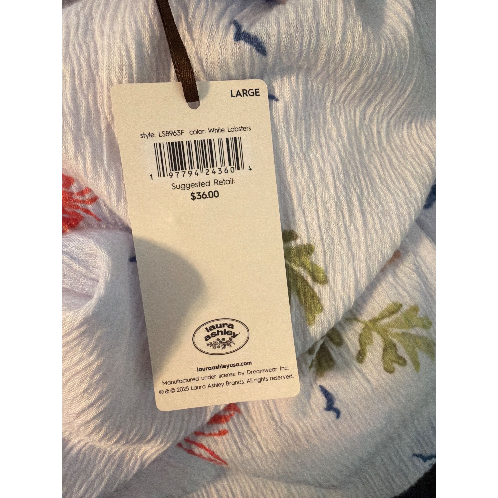 Laura Ashley Laura Ashley White Lobster Crabs Sleeveless Nightgown Sand P Size ONE SIZE - 5 Thumbnail