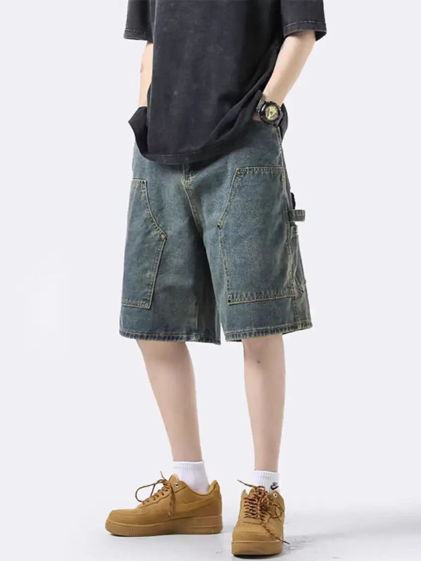 Designer × Japanese Brand Washed Lumberjack Loose Fit Denim Shorts Size US 33 - 3 Thumbnail