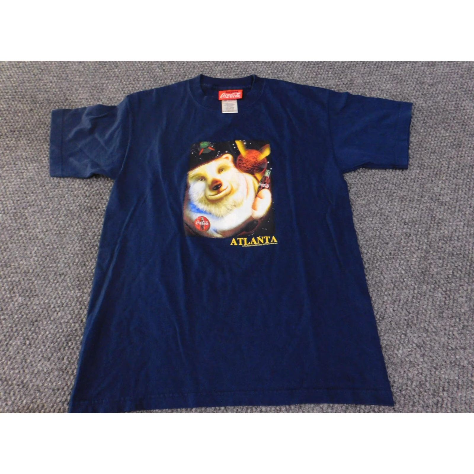 Vintage VINTAGE Coca-Cola Polar Bear Shirt Womens Large Blue Graphic 90s USA Space Atlanta Cotton T-Shirt Size L / US 10 / IT 46 - 4 Thumbnail