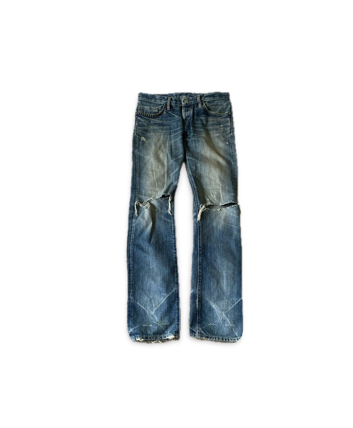 image of Hysteric Glamour Distressed Studded Denim in Blue, Men's (Size 30)