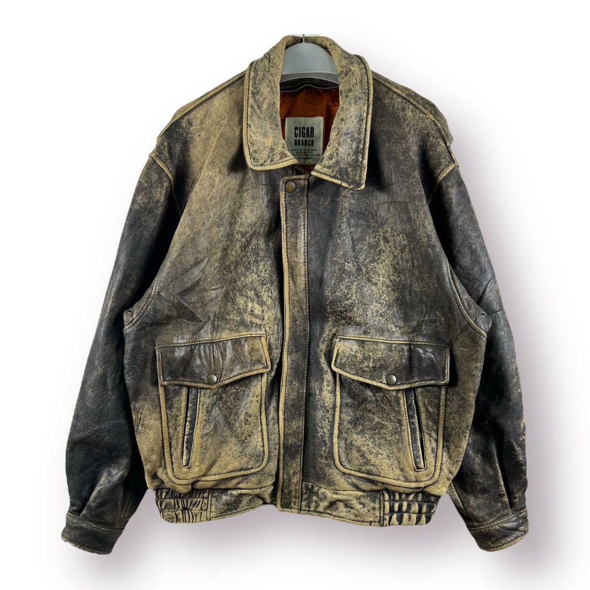 image of A2 Flyers Leather x Leather Jacket Cigar Branch Type A2 Leater Jacket in Brown, Men's (Size Medium)