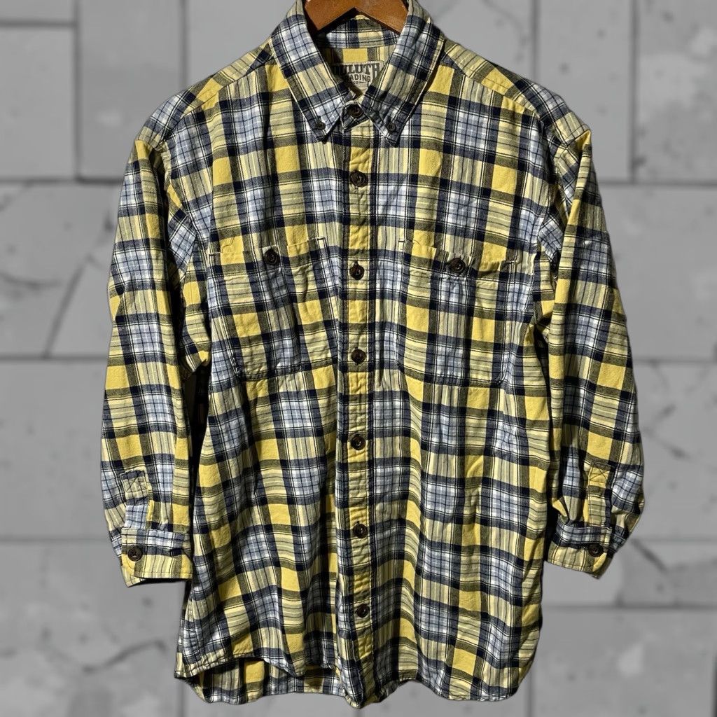 CO Duluth Yellow Plaid Cotton 3/4 Sleeve Button-Down Flannel Shirt Mens Size M Size US M / EU 48-50 / 2 - 1 Thumbnail