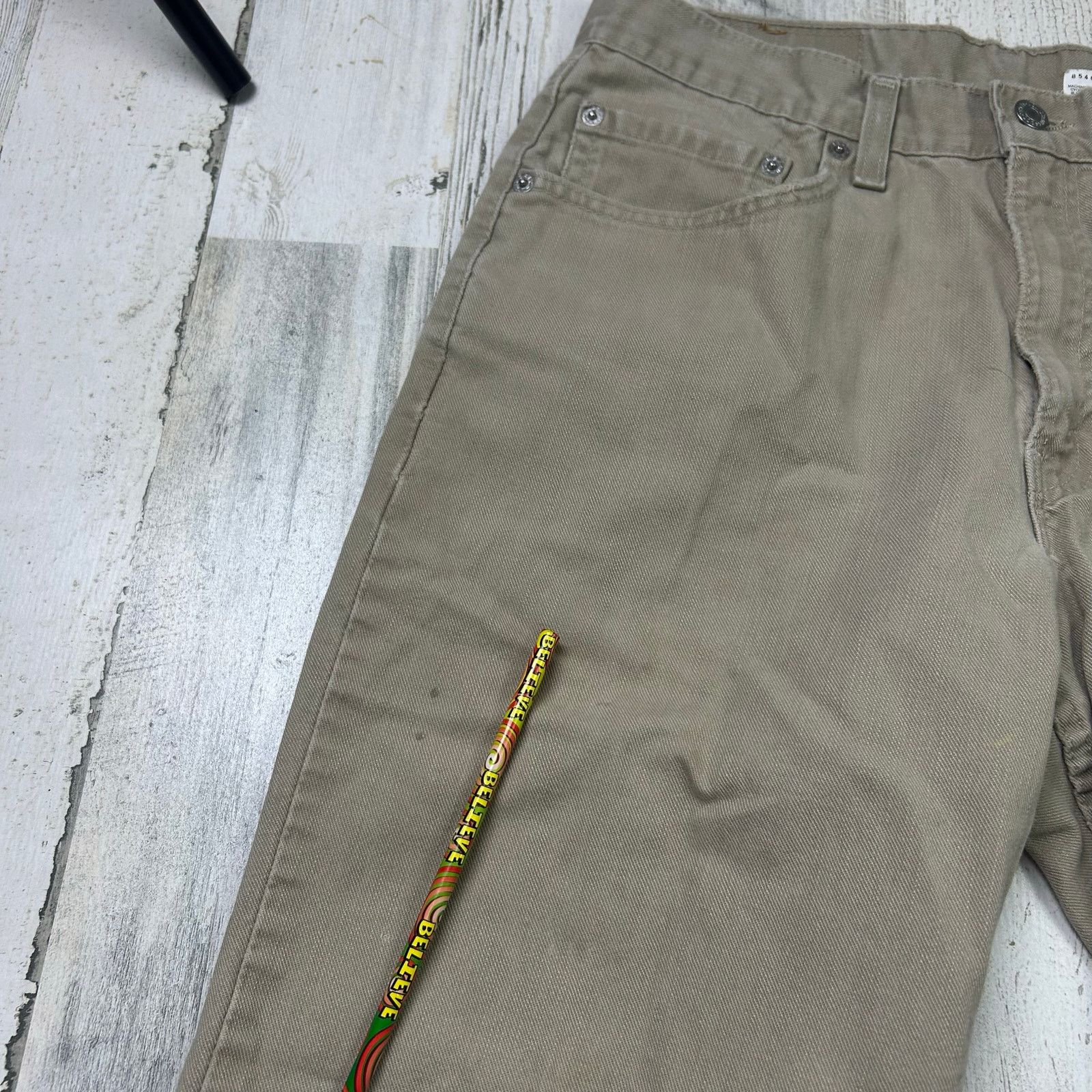 Levi's × Vintage Vintage 1990s 550 Relaxed Straight Leg Levi Khaki Jeans Size US 33 - 9 Thumbnail
