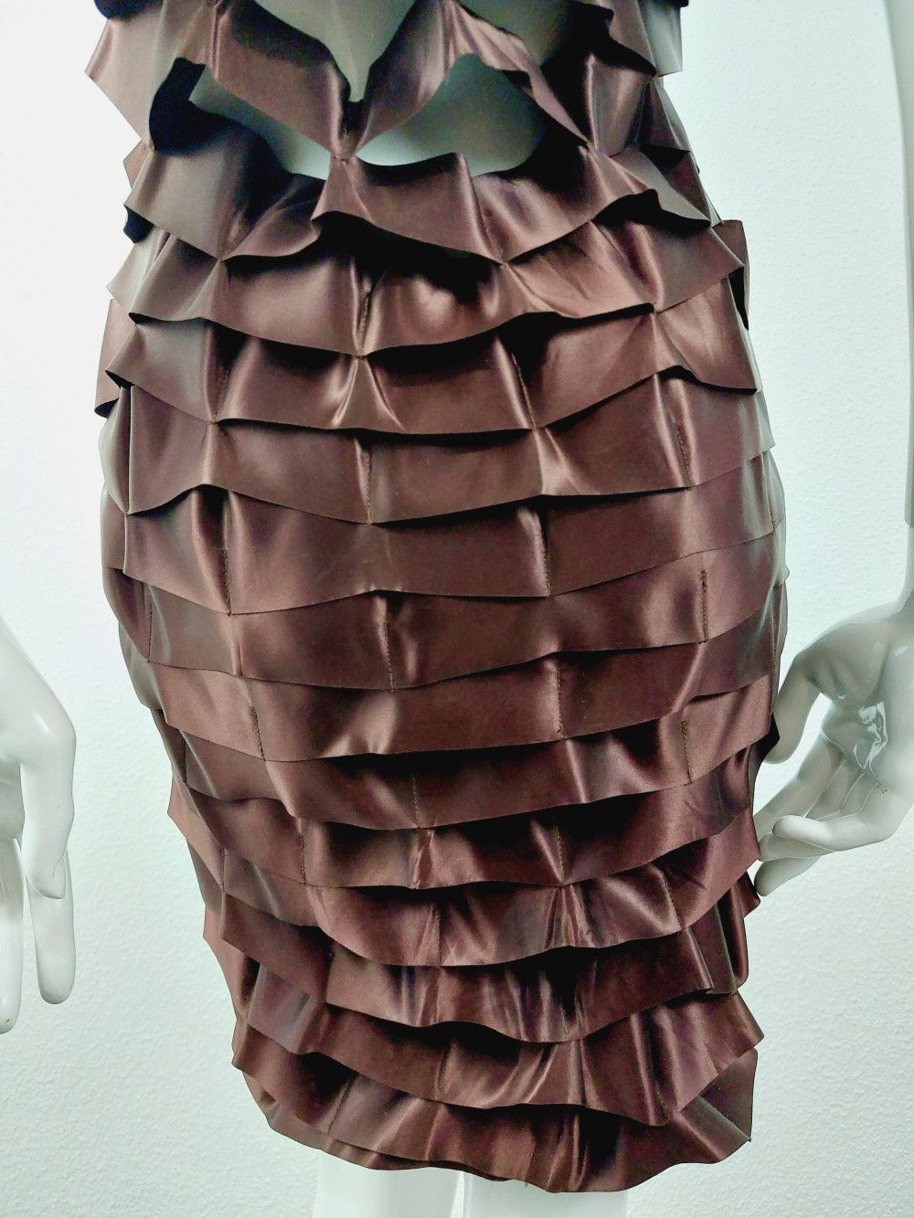 Issey Miyake Vintage Issey Miyake Bronze Satin Ribbon Cage Dress, 1990s Size XS / US 0-2 / IT 36-38 - 15 Thumbnail