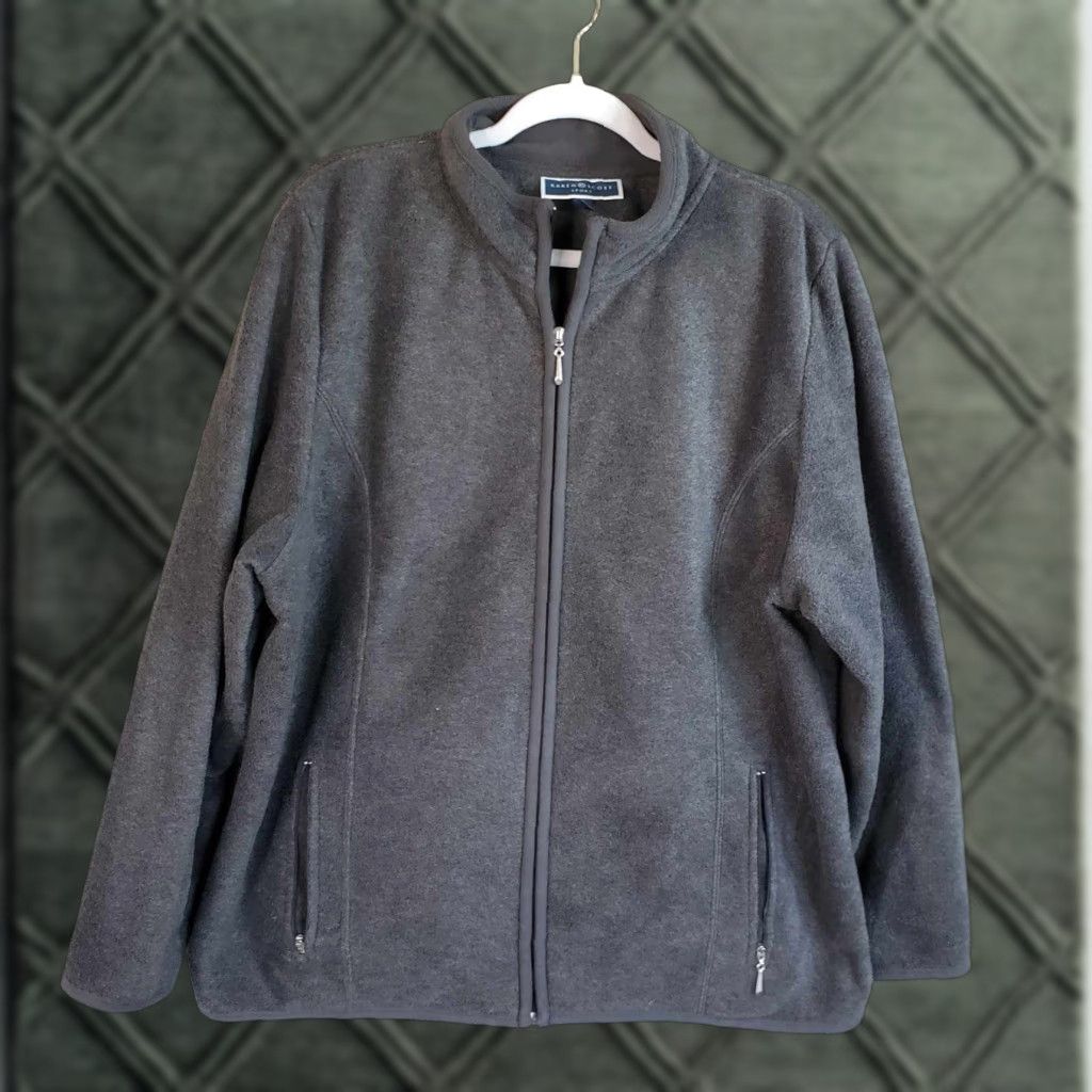 Vintage Karen Scott Womens 2XL Long Sleeve Full Zip Sweater Gray Size XXL / US 16-18 / IT 52-54 - 1 Thumbnail