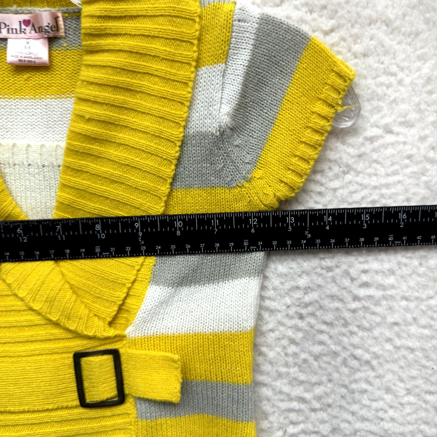 Vintage VINTAGE Y2K Pink Angel Top XS Yellow Striped Knit Cap Sleeve McBling Preppy Fairy Grunge Shirt Womens XS Size XS / US 0-2 / IT 36-38 - 4 Thumbnail