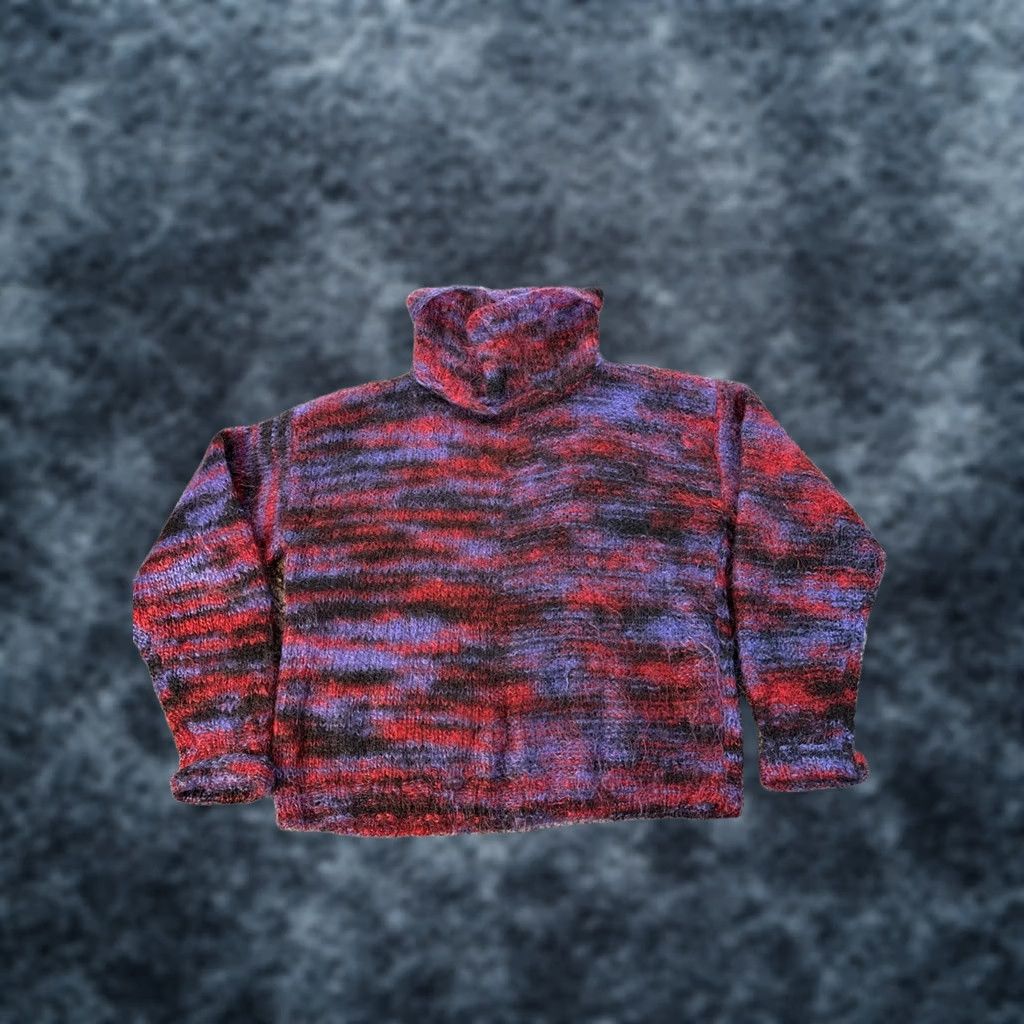 Pinko VINTAGE Mohair Turtleneck Sweater Womens Large Pink Knit Stripe 90s Bohemian Pullover Long Sleeve Size L / US 10 / IT 46 - 1 Thumbnail