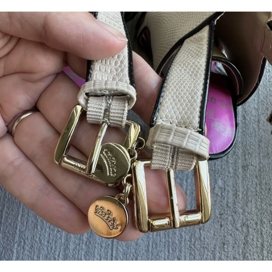 Juicy Couture Juicy Couture Open Toe Lace Up Block Heels Beige Sandals 6M Size US 6 / IT 36 - 9 Thumbnail