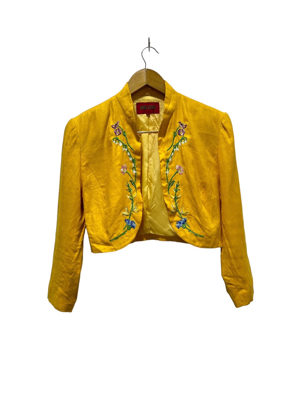 Kenzo Kenzo Cropped Jacket Embroidered Floral Design Buttonless Size M / US 6-8 / IT 42-44 - 1 Thumbnail