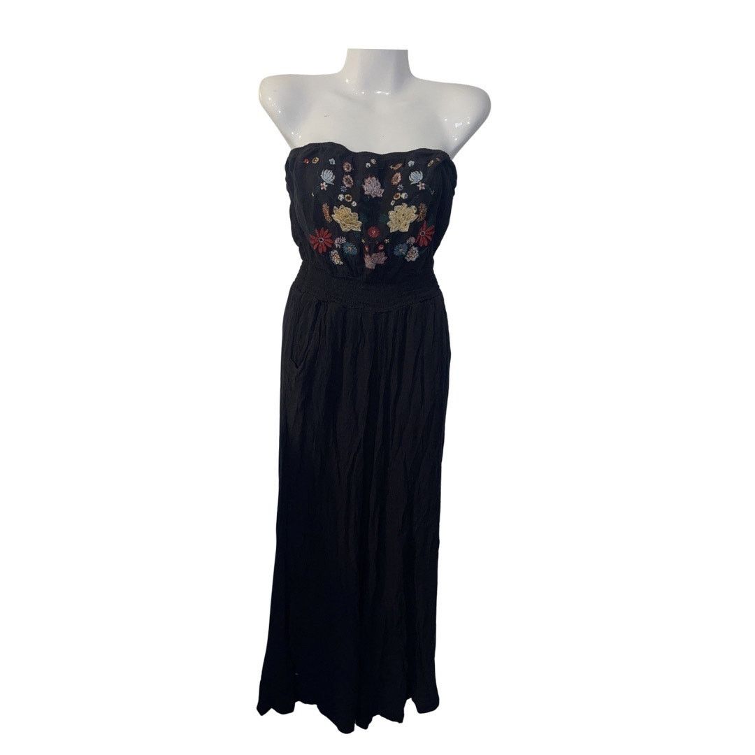 Target Basics Xhilaration Strapless Jumpsuit Floral Embroidery Boho Chic Size 26" / US 2 / IT 38 - 2 Thumbnail