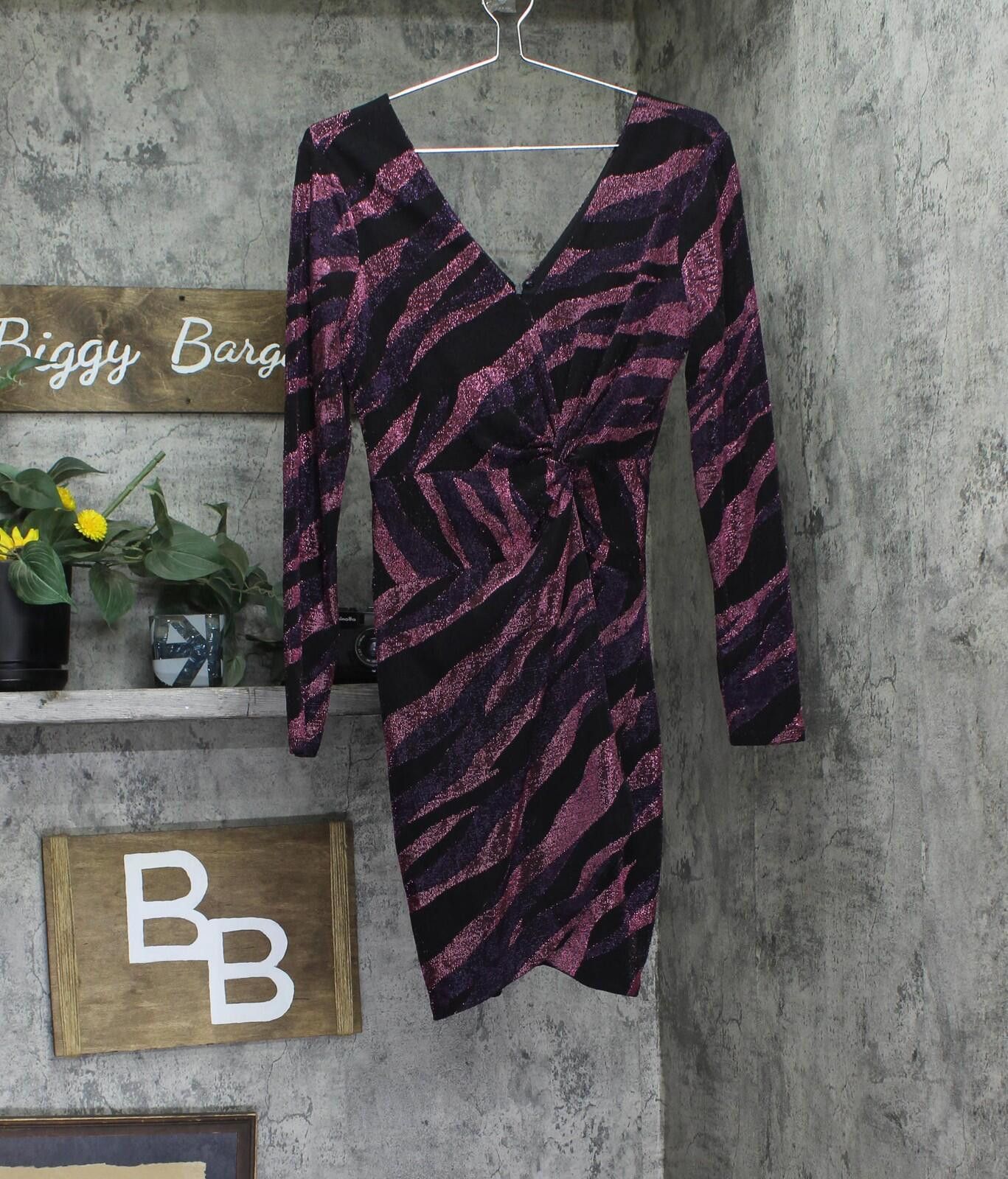 Signal Sport Siena Womens Long Sleeve Faux Wrap Mini Dress Purple Multi 8 Size M / US 6-8 / IT 42-44 - 1 Thumbnail