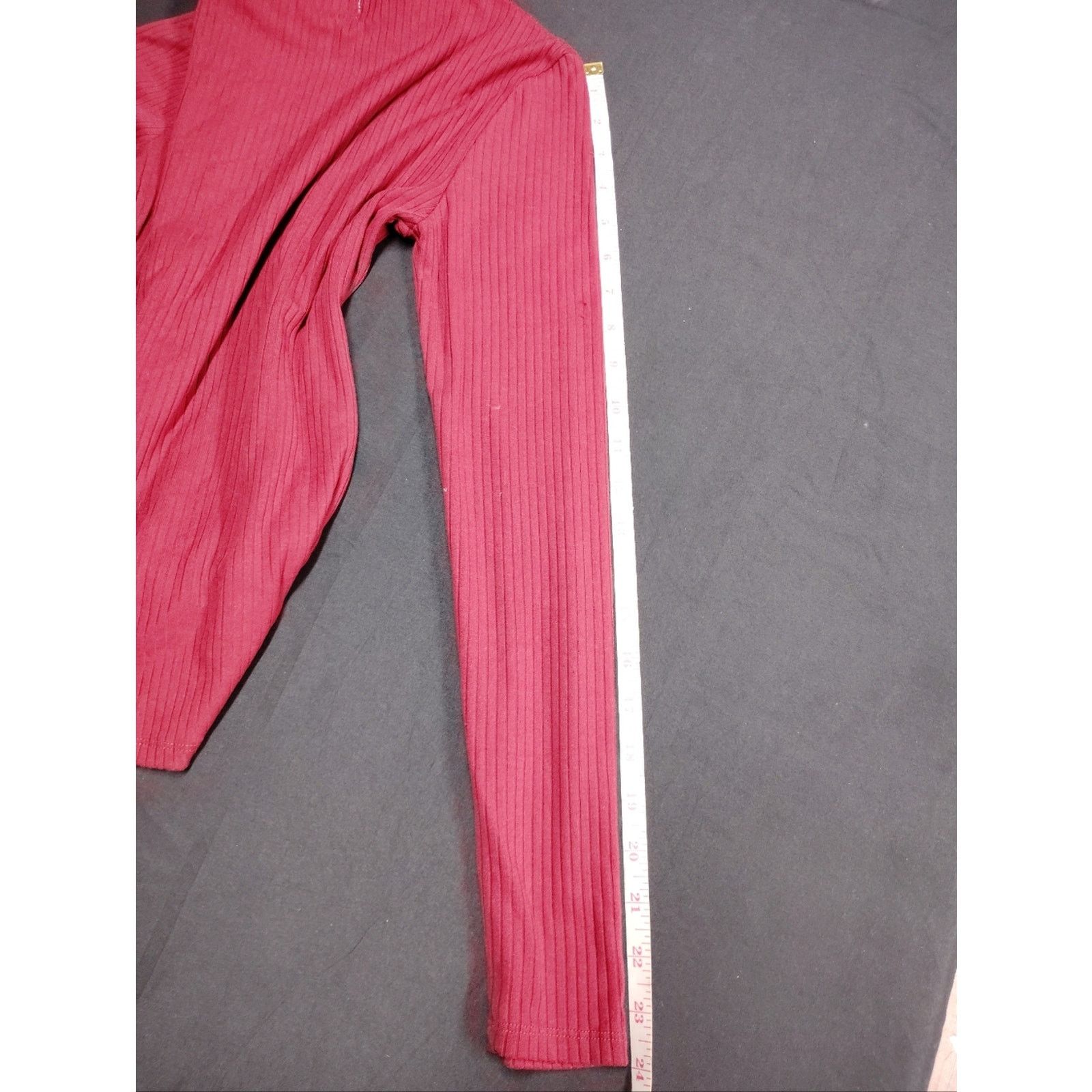 Planet Hollywood Planet Gold Ribbed Mock Neck Long Sleeve Burgundy Maroon Red Size S / US 4 / IT 40 - 5 Thumbnail
