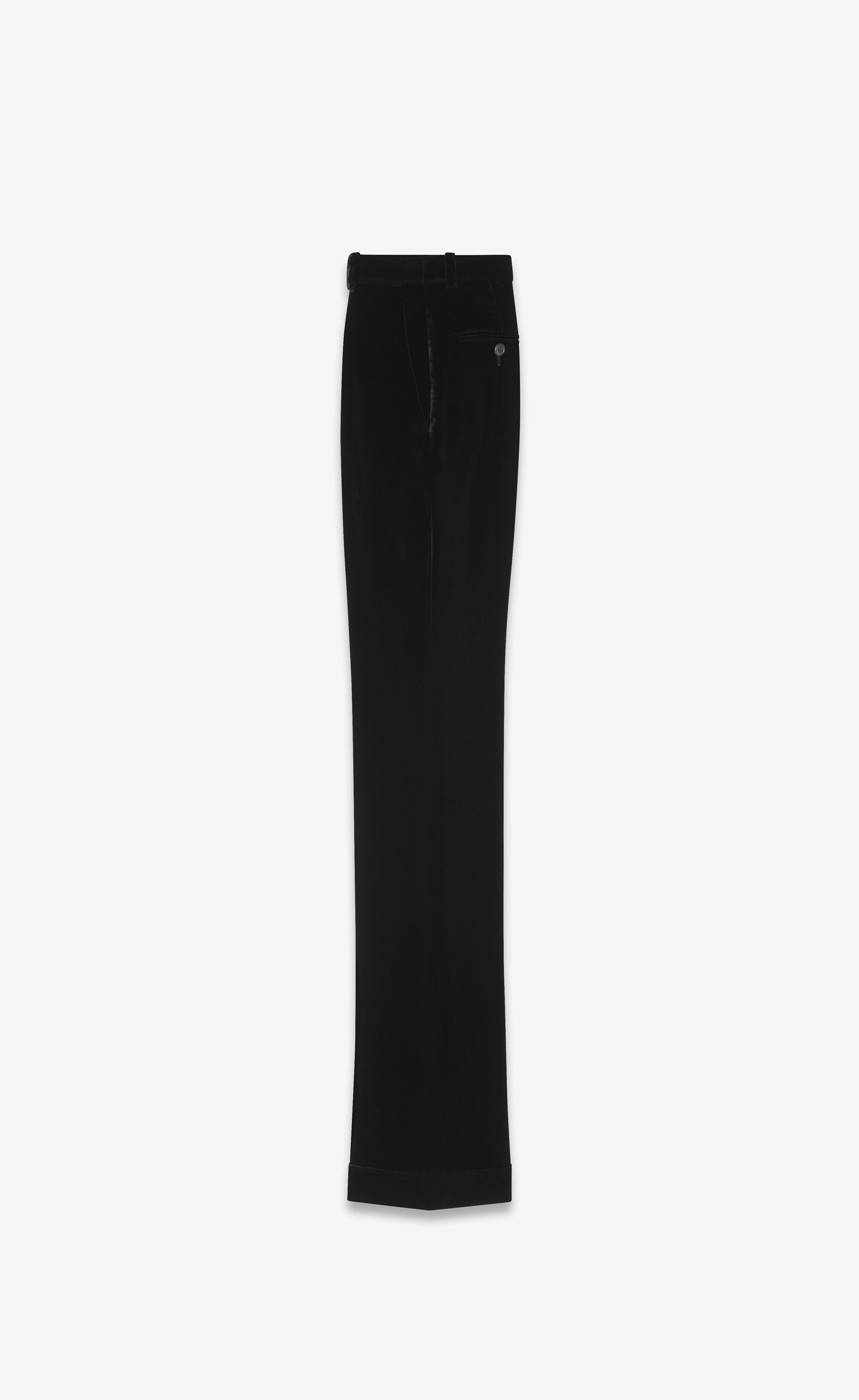 Saint Laurent Paris o1s1wg110125 704015 Tailored Pant in Velvet in Black Size 26" / US 2 / IT 38 - 2 Thumbnail