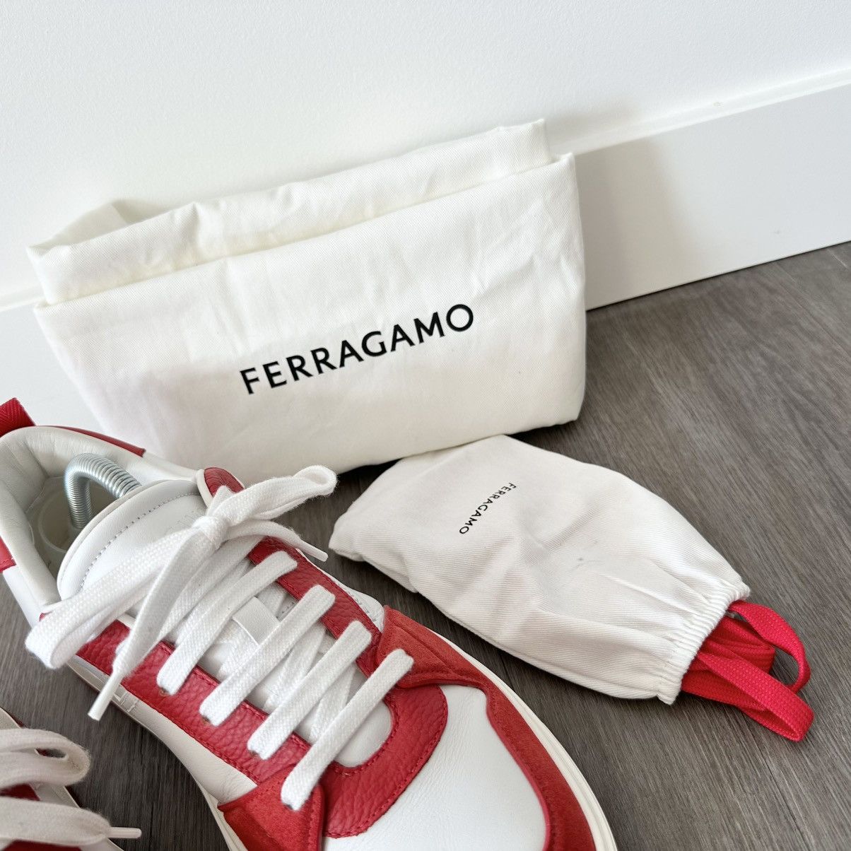 Salvatore Ferragamo Sneaker in Red Suede/Leather Size US 8.5 / EU 41-42 - 7 Thumbnail