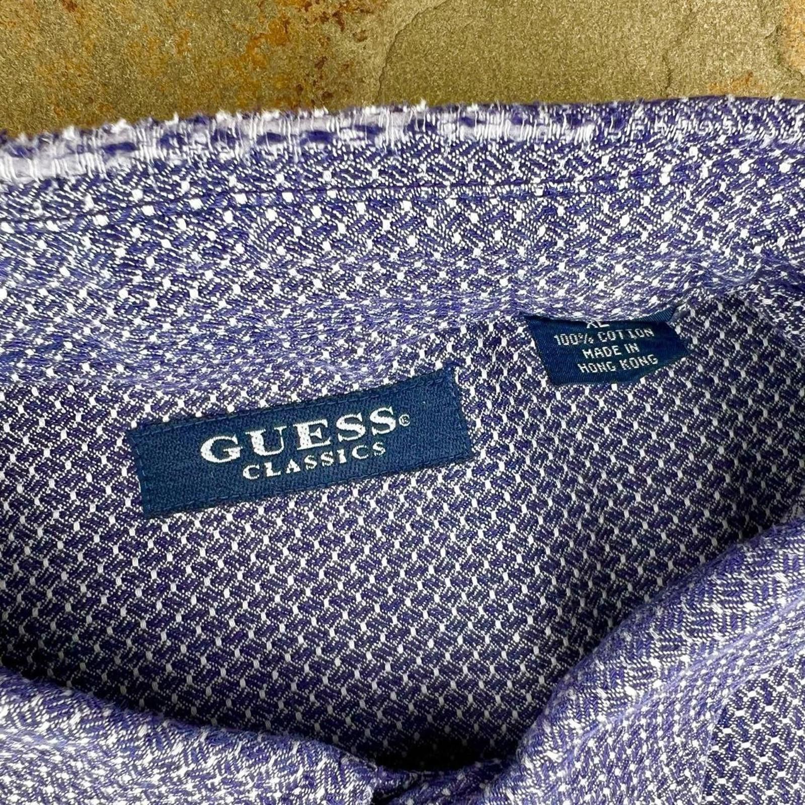 Guess Vintage 90s Guess Designer Blue Knit Pattern Button Down Size US XL / EU 56 / 4 - 3 Thumbnail