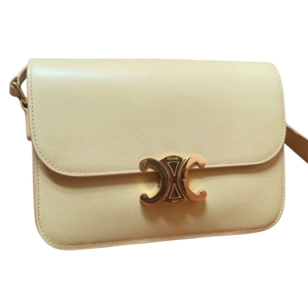 Celine Celine Triomphe bag in Shiny Light Yellow (Limestone) Size ONE SIZE - 1 Thumbnail