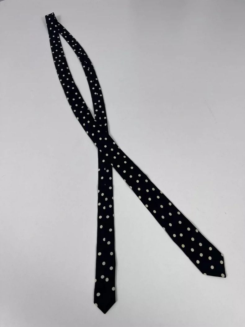Saint Laurent Paris Saint Laurent Black Polka Dot Silk Tie- DMC Size ONE SIZE - 1 Thumbnail