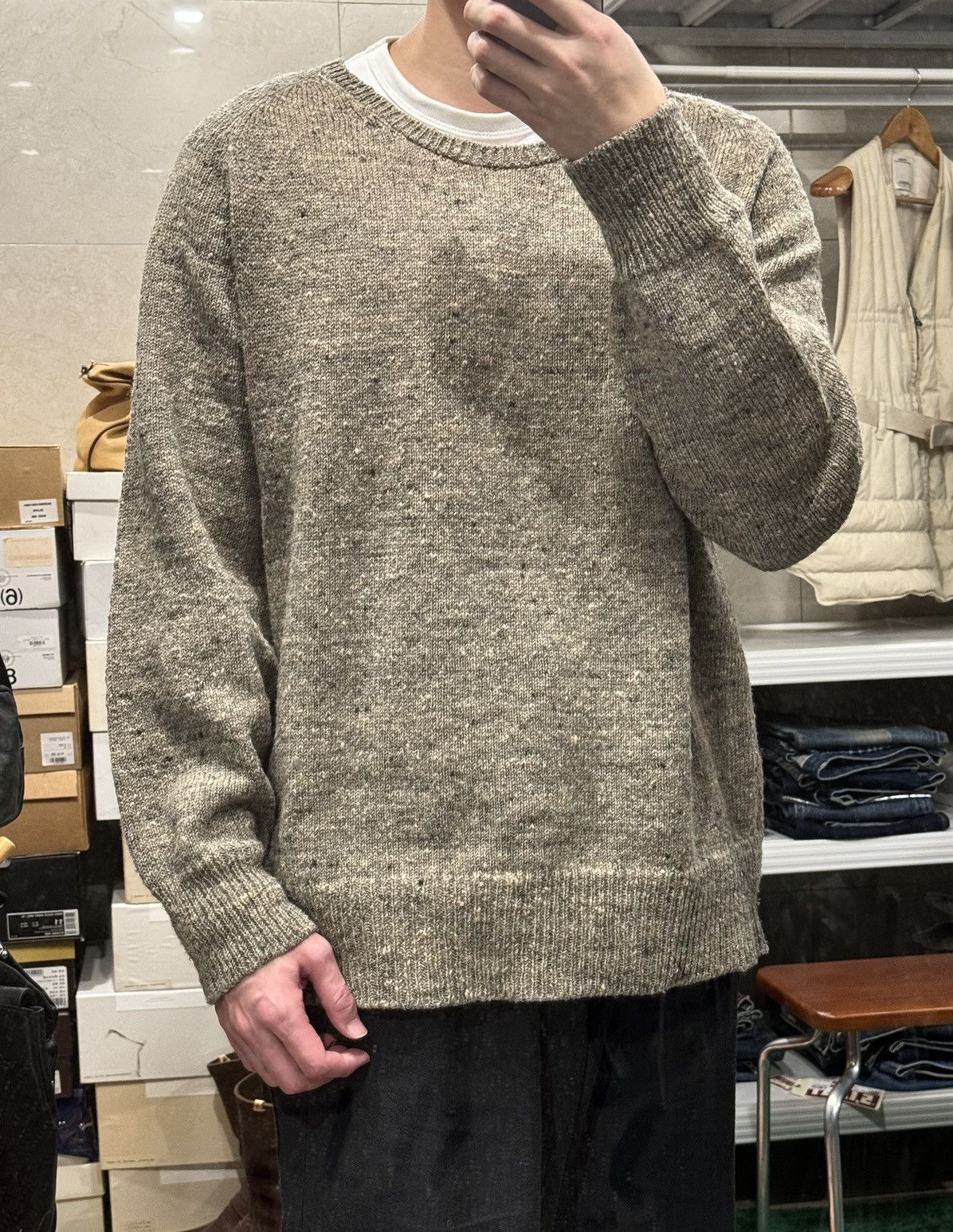 image of Visvim 17Aw College Knit L/s N.d. Size4 Wool in Grey, Men's (Size XL)