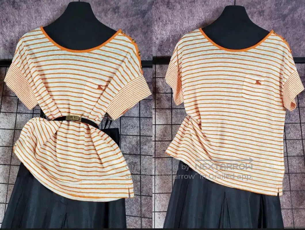 Burberry Burberry Summer Orange Striped Short Sleeve Tee. Size M / US 6-8 / IT 42-44 - 1 Thumbnail