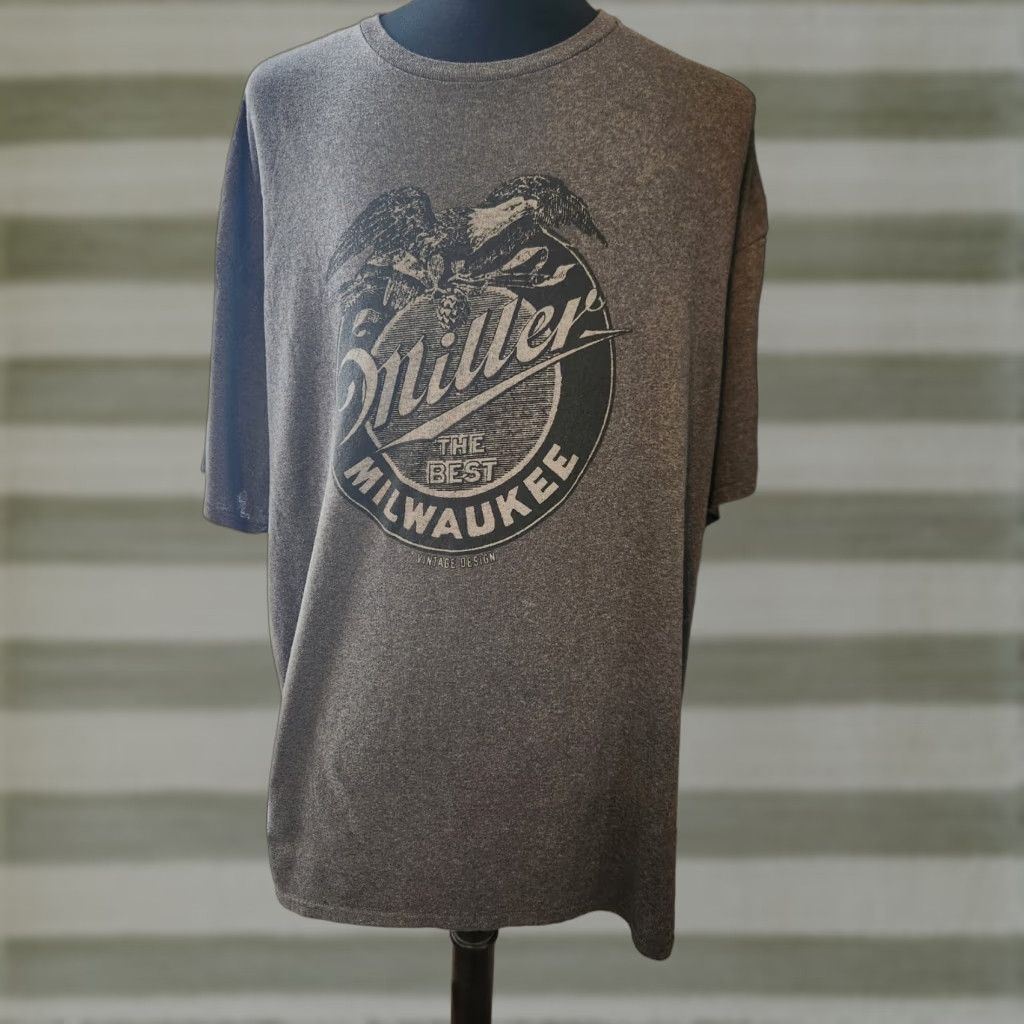 Vintage Miller The Best Milwaukee Heather Dark Gray Short Sleeve T-Shirt 3XL Mens Crew Neck Graphic Print Size US XXL / EU 58 / 5 - 1 Thumbnail
