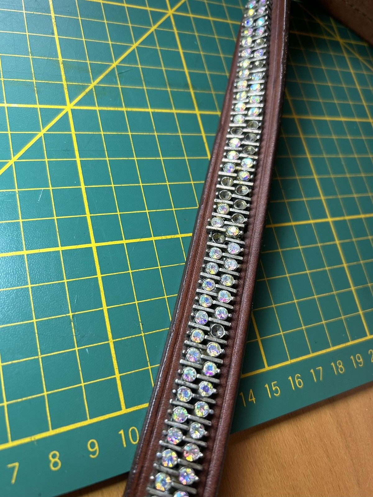 Vintage Vintage western rhinestone tennis chain leather belt Size ONE SIZE - 9 Thumbnail