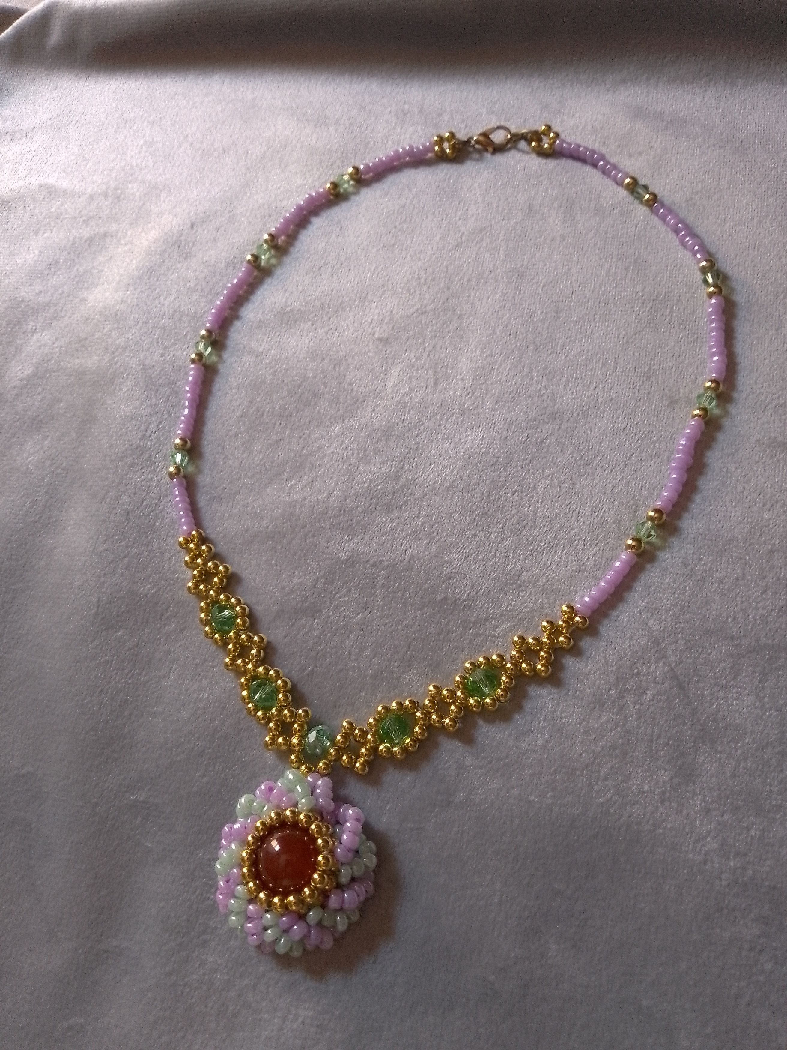 Handmade Necklace Pendant red carnelian gemstones vintage style Size ONE SIZE - 2 Thumbnail