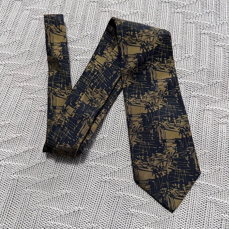 Vintage Vintage Mr Junko navy and gold abstract Chinese silk tie Size ONE SIZE - 1 Thumbnail