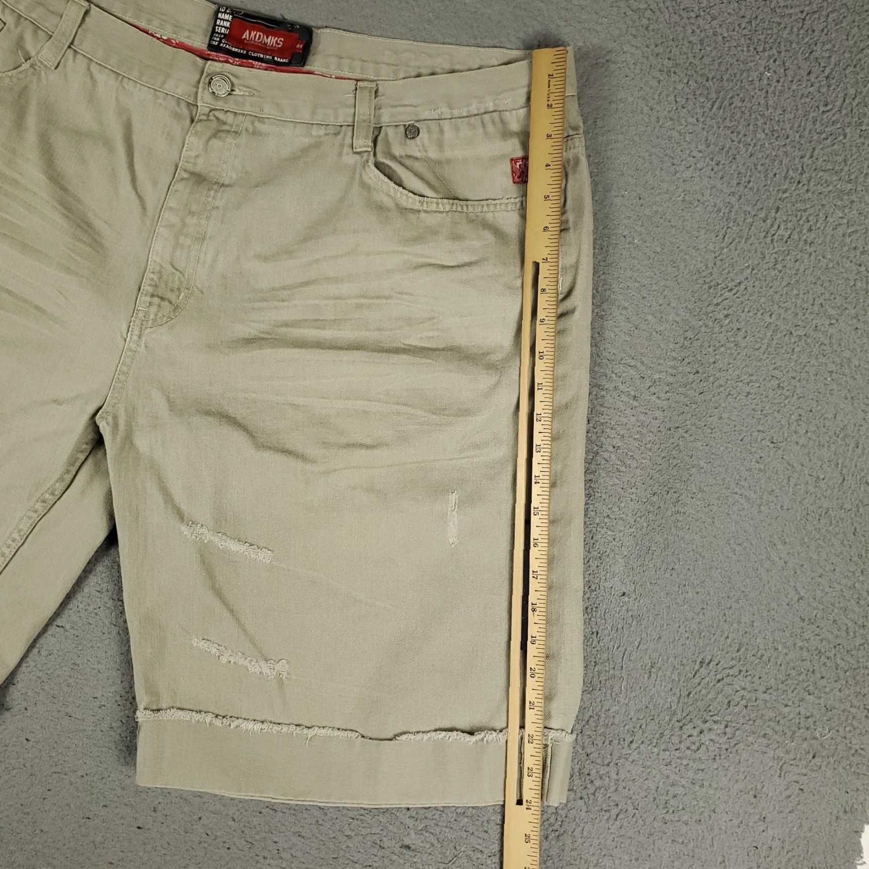 Akademiks Akademiks Mens Chino Shorts 44 Big & Tall Khaki Relaxed Fit Distressed Frayed Hem Streetwear Size US 44 / EU 60 - 5 Thumbnail