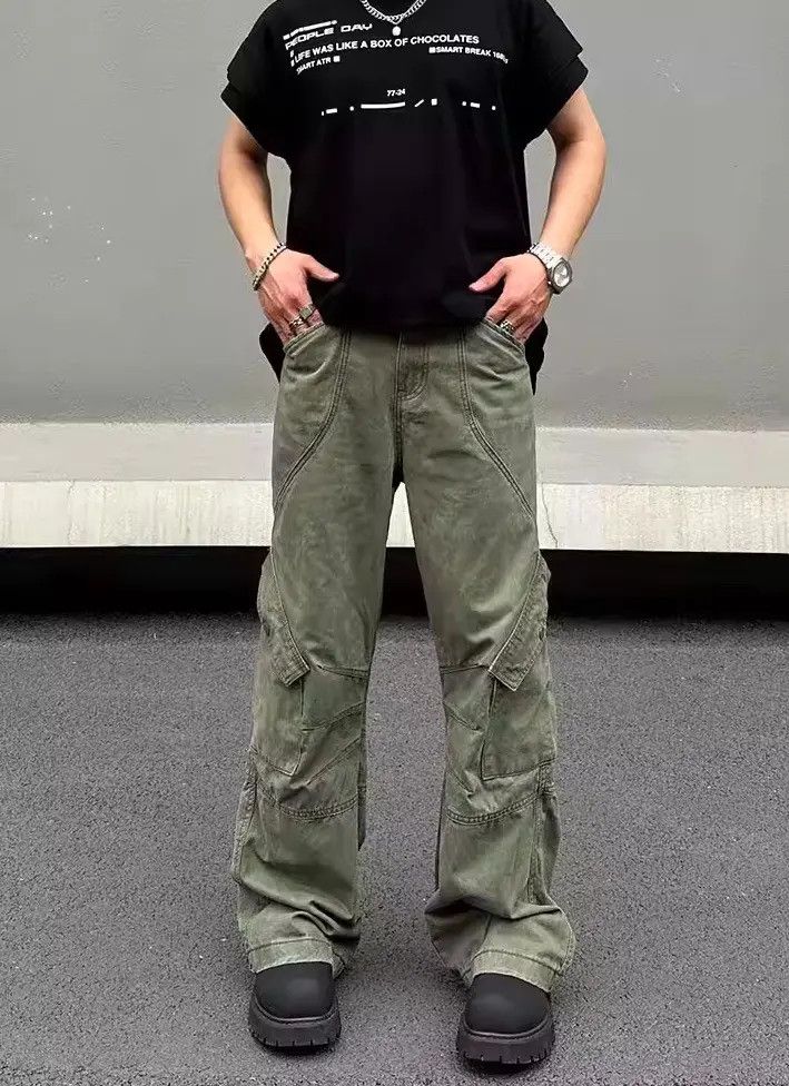 Japanese Brand Multi Pockets Army Green Cargo Pant Size US 34 / EU 50 - 3 Thumbnail