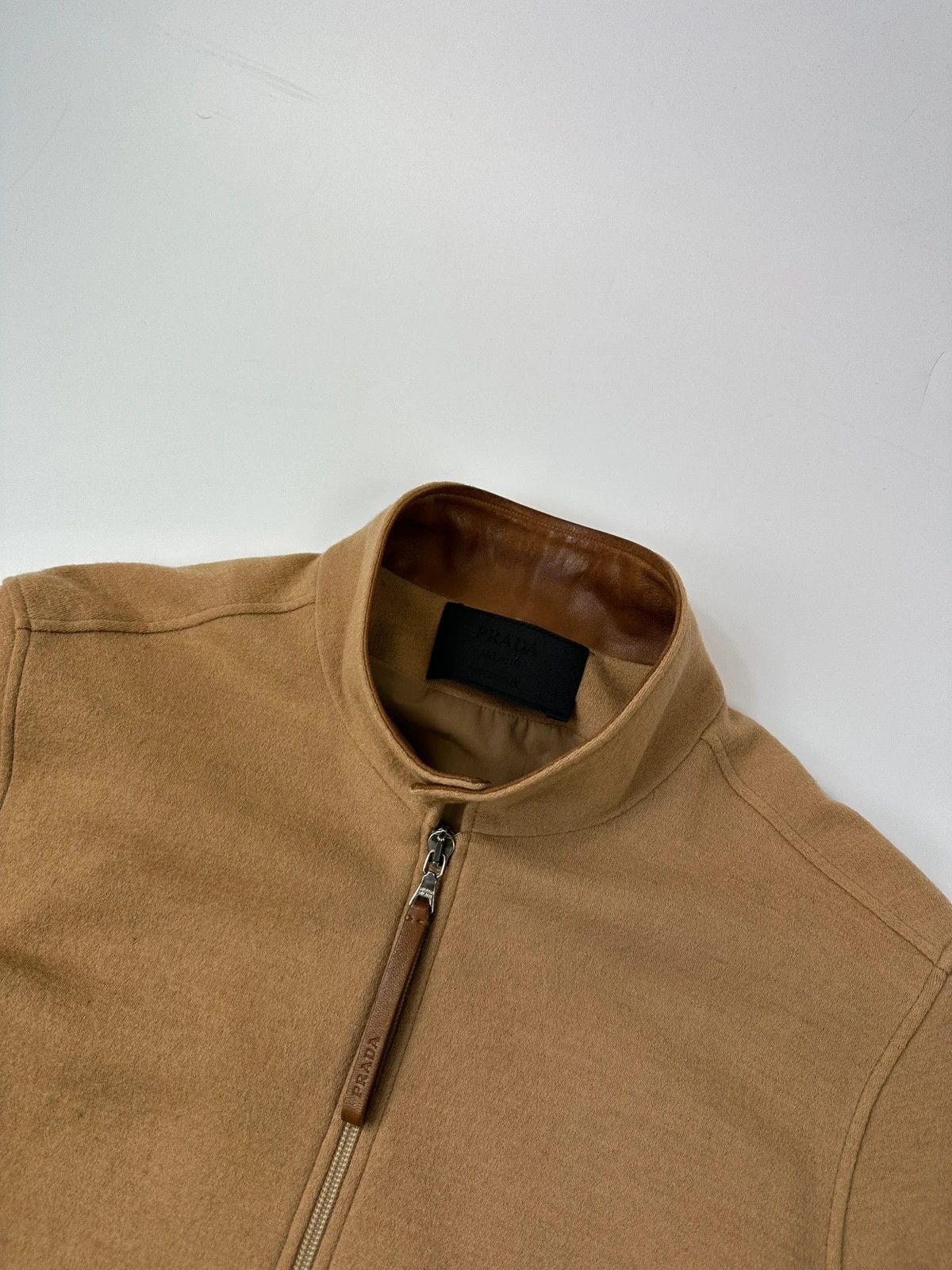 Prada Prada Milano FW2000 Beige Brown Wool & Leather Bomber Jacket Size US M / EU 48-50 / 2 - 4 Thumbnail