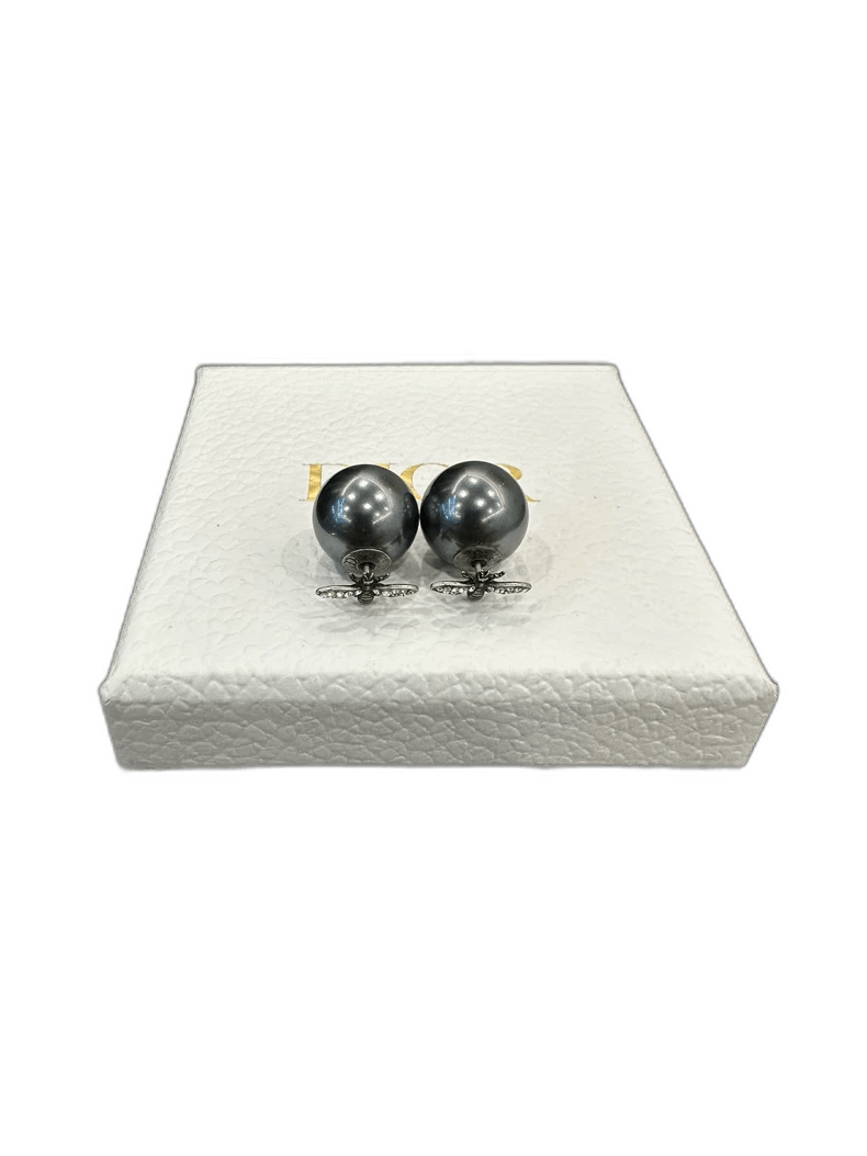 Dior Dior Gray Pearl Crystal Bee Earrings Size ONE SIZE - 1 Thumbnail