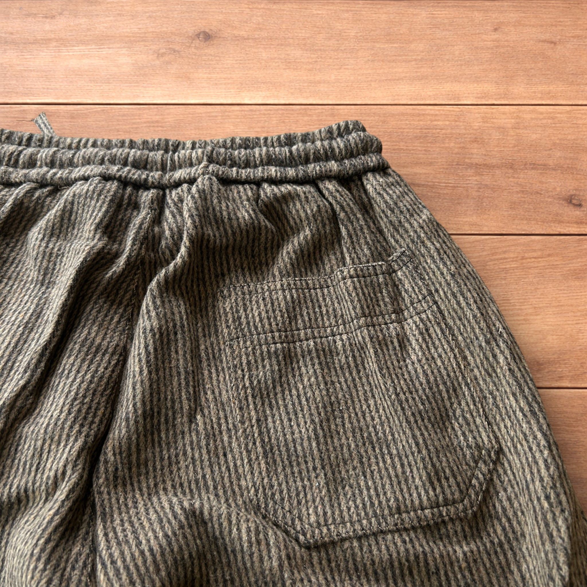 Japanese Brand Baggy wide leg woolly lounge pants w. stripes in brown. Size US 32 / EU 48 - 4 Thumbnail