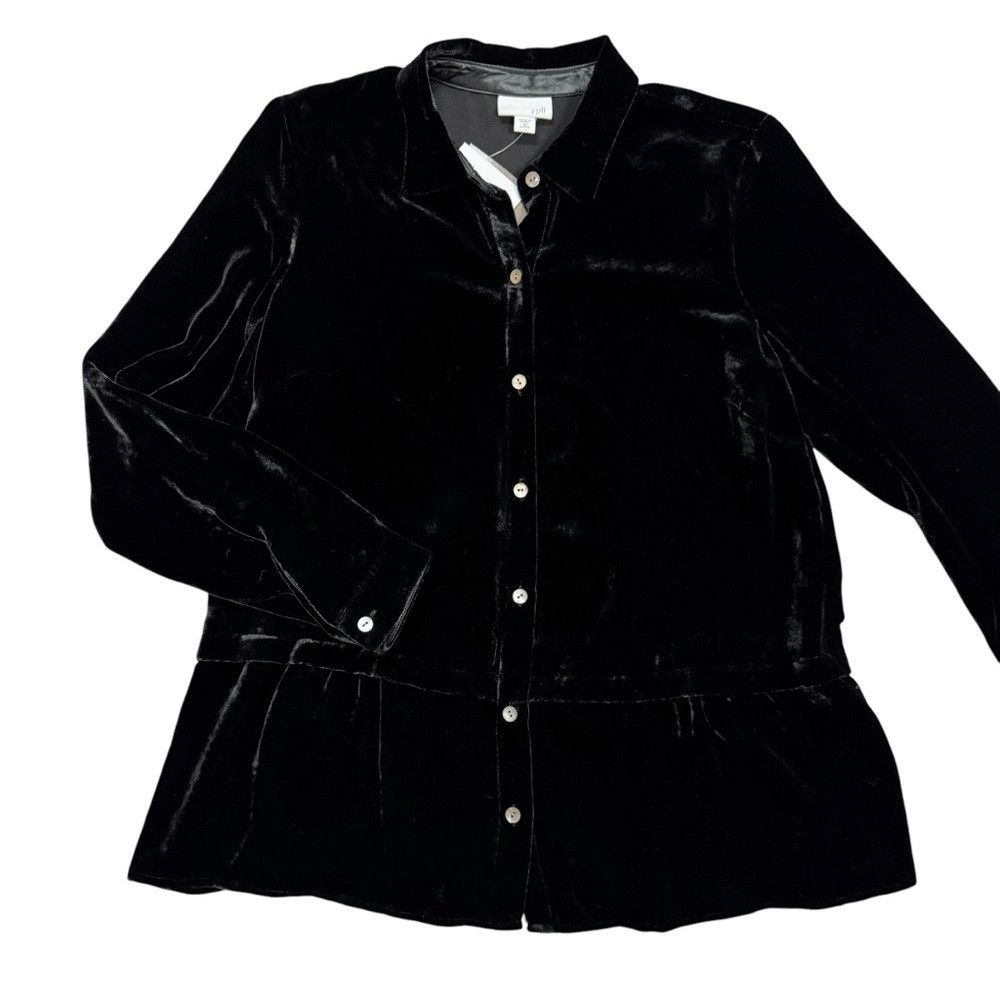 J. Jill NWT New $189 J. Jill Velvet Silk Blend Black Blouse Size XS Size XS / US 0-2 / IT 36-38 - 4 Thumbnail