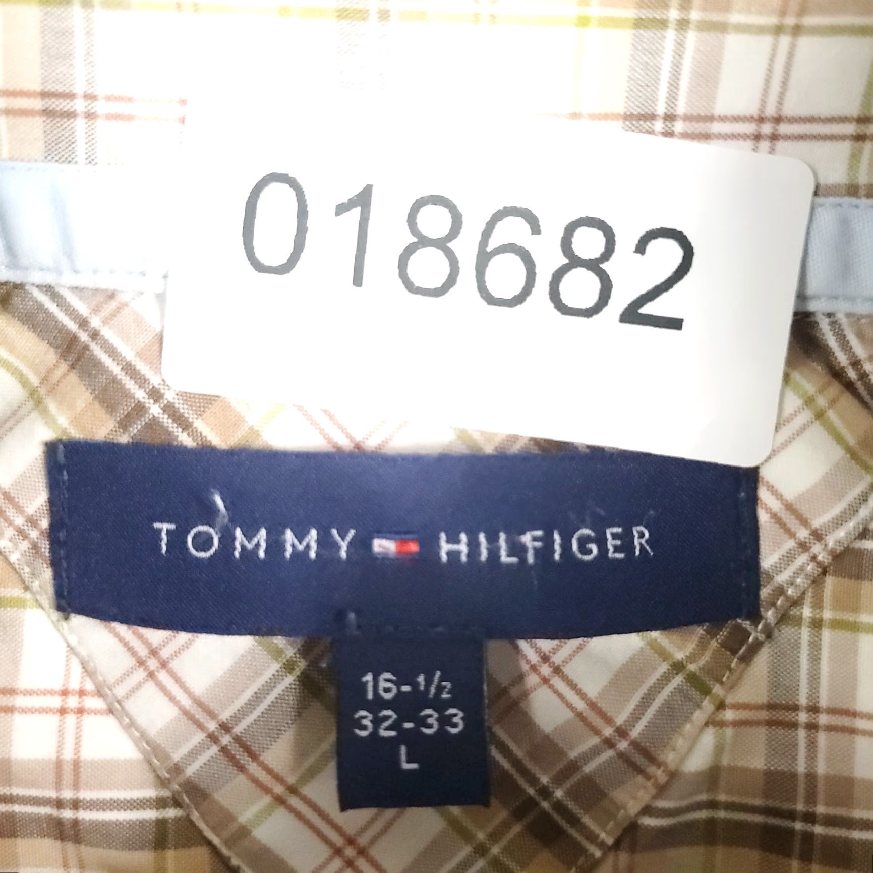 Tommy Hilfiger Tommy Hilfiger Plaid Shirt Beige Long Sleeve Casual Button-Up Mens Large Size US L / EU 52-54 / 3 - 7 Thumbnail
