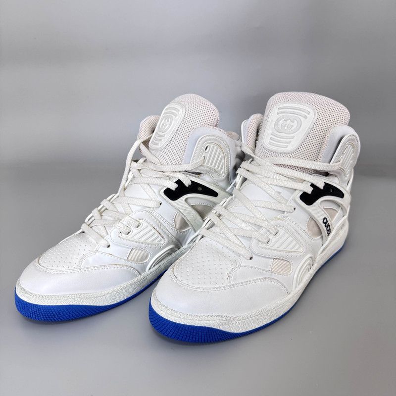Gucci Gucci High-Top Basketball Sneakers in White and Blue 0079 Size US 8.5 / EU 41-42 - 1 Thumbnail