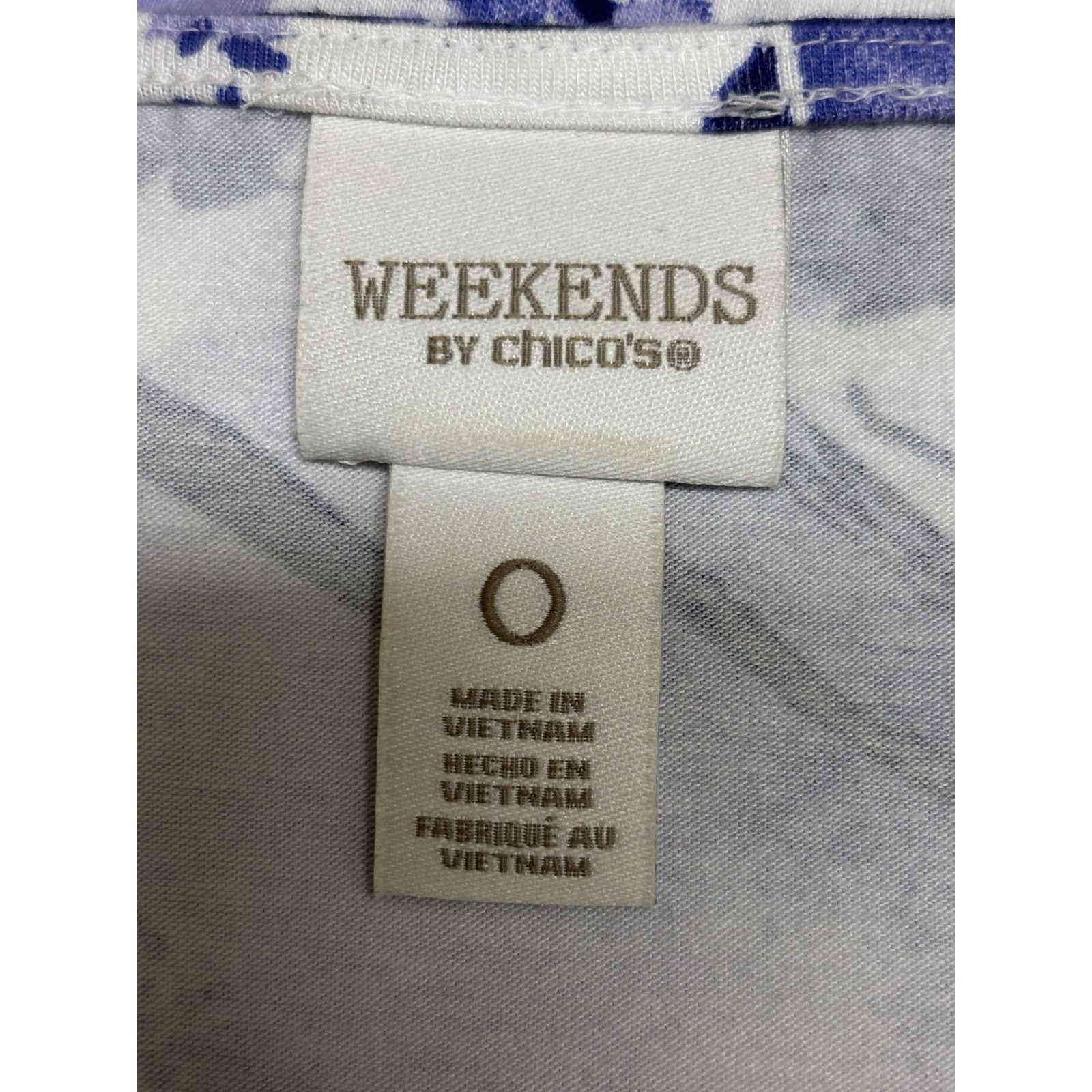 Chicos Chico's Weekends Top 0 S Purple White Abstract Stretch Knit Size S / US 4 / IT 40 - 4 Thumbnail